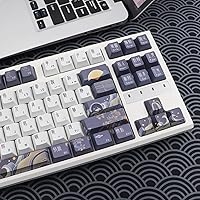 Vista 5 de JSJT Teclas PBT 136 Teclas Perfil Cherry Juego de Teclas Temáticas de Chang'e y Conejo Teclas de Estilo Antiguo Azul Zang Teclas Personalizadas