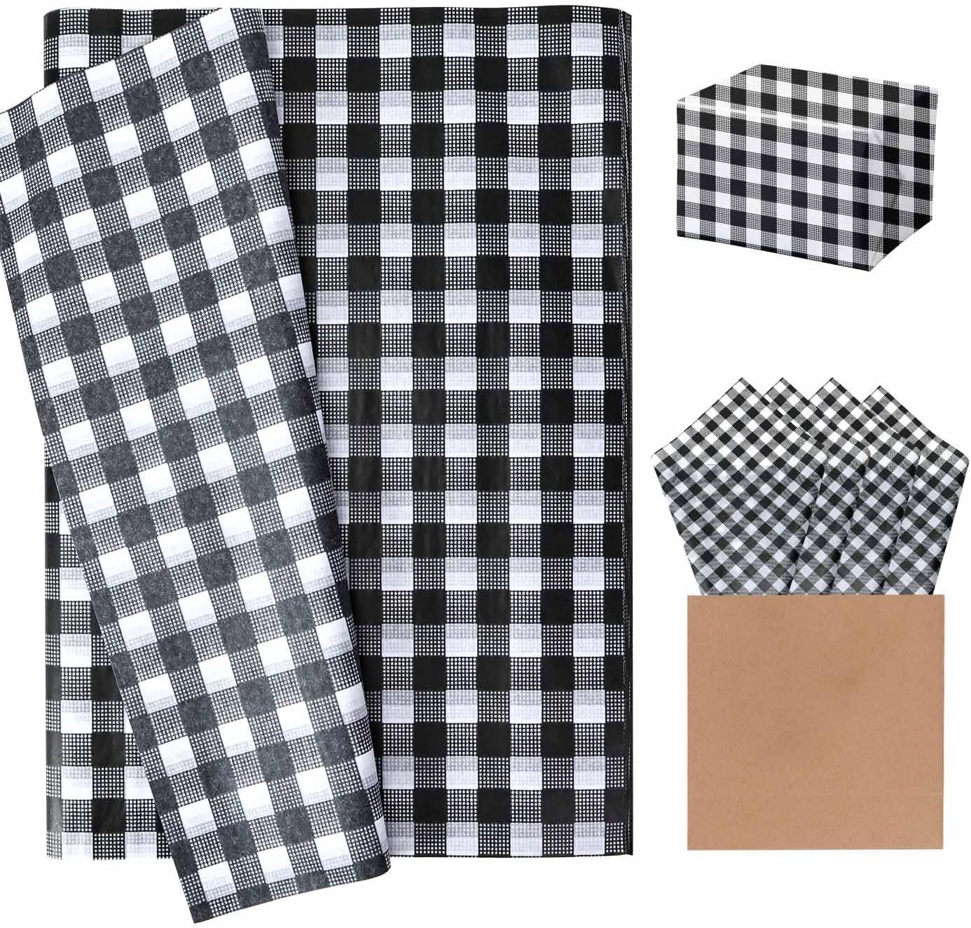 MUNILAIL 100 Sheets Gingham Tissue Paper 14 x 20 Inches Pink and White Checkered Tissue Paper for Gift Bags Bulk Wrapping Papers Gift Papers Tissue for Birthday Gift Packing Crafts