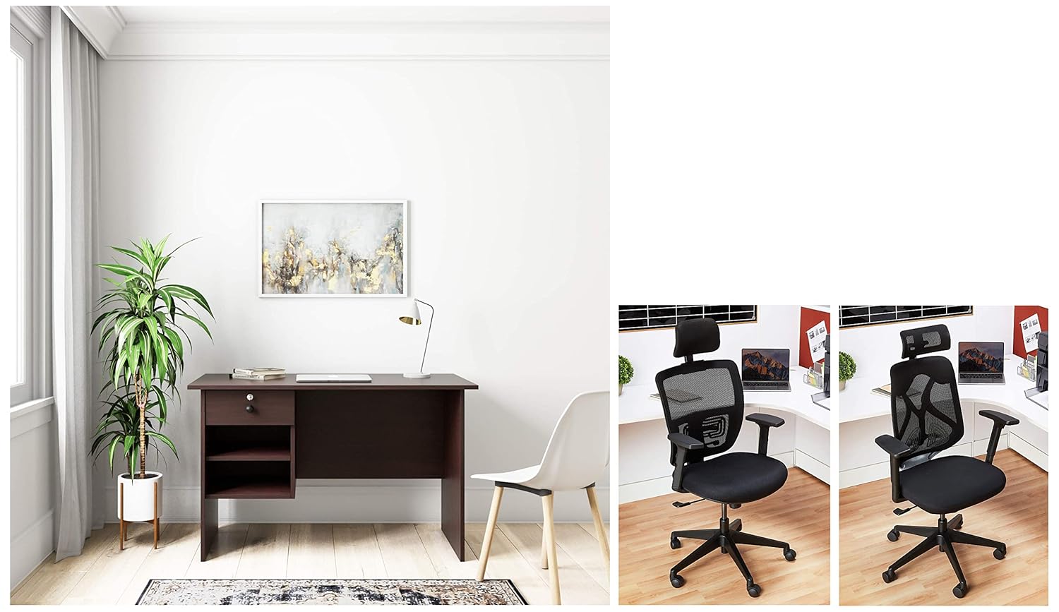 Amazon Brand Solimo Elite High Back Mesh Office Chair (Fabric, Black