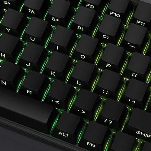 Miniatura 3 de XVX - Teclas PBT Teclas de impresión lateral 60 65 75 100 %, doble brillo a través de tapas de teclas personalizadas, juego de 136 teclas negras,