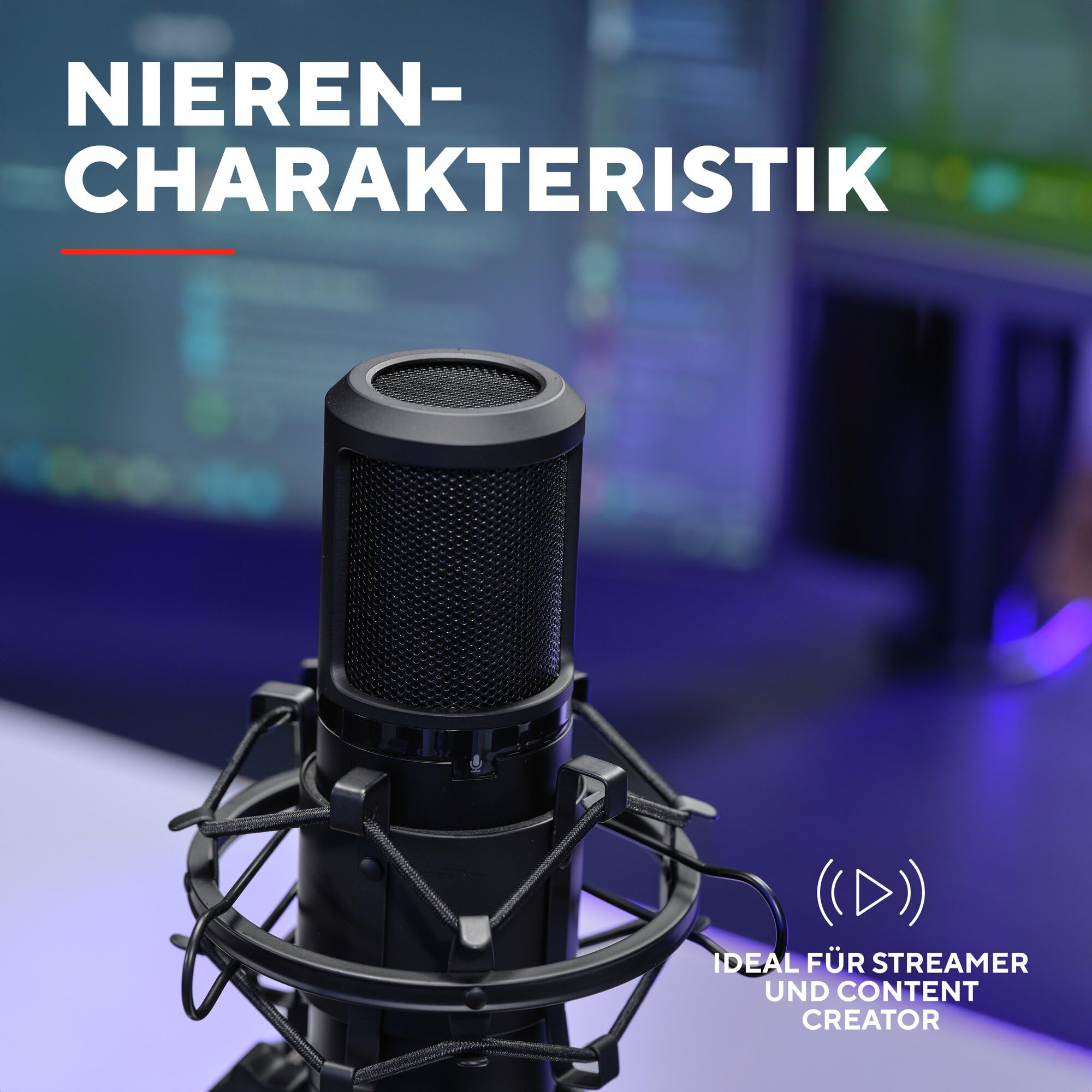 GXTrust Emita II Mikrofon mit Verstellbarer Mic Ständer, Schwarz | Windfilter, Popfilter, USB Mikrofon mit Nierencharakteristik, 192 kHz für PC PS4 PS5, Streaming Studio Podcast Gaming