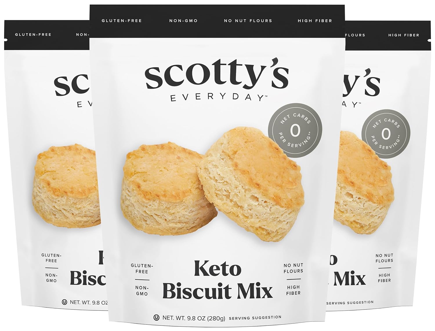 Keto Biscuit Zero Carb Mix 9.8oz 3-Pack and Allulose & Monk Fruit Zero Calorie Sugar Replacement 4lb Bundle