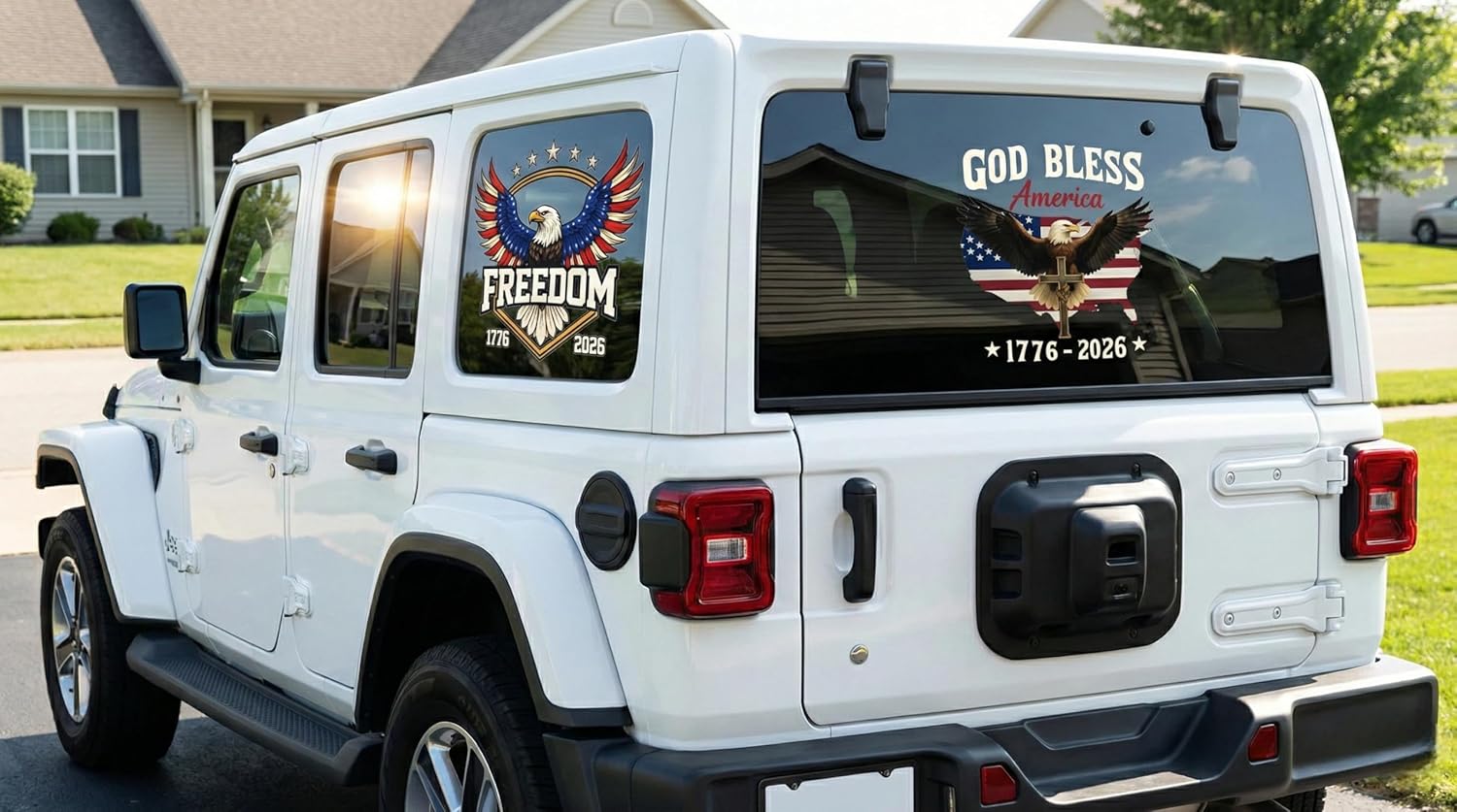 5Pcs USA 250th Anniversary Stickers, 1776-2026 American Flag Eagle Decals, Water Resistant Weatherproof Vinyl God Bless America Decals for Cars, Tumblers, Helmets, Laptops (12 inches (28.5cm)) - Image 7