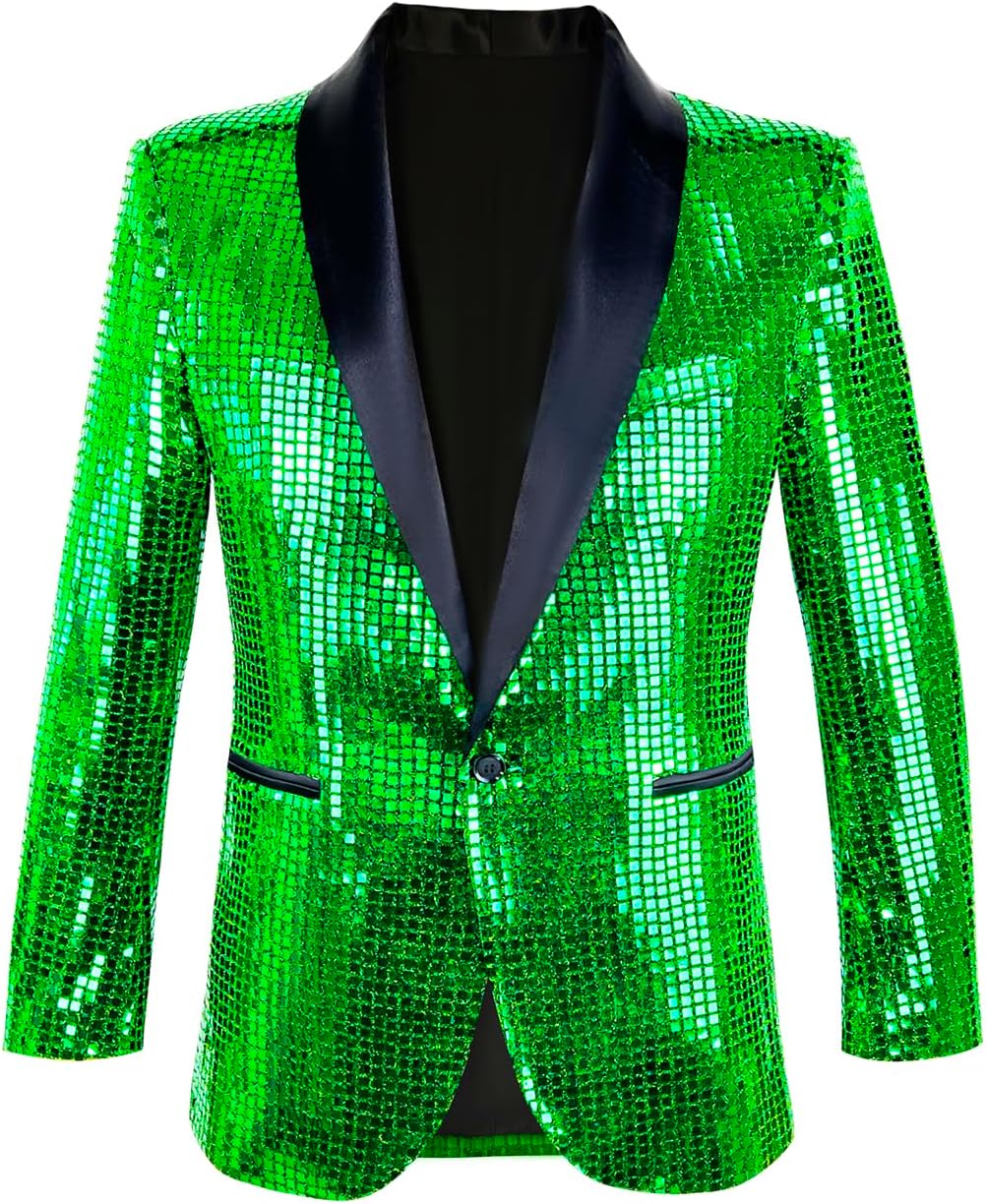 Nawgut Sequin Blazer Metallic Suit Disco Prom Shiny Jacket Wedding Party Banquet Fashion Tuxedo for Mens Adult - Image 2