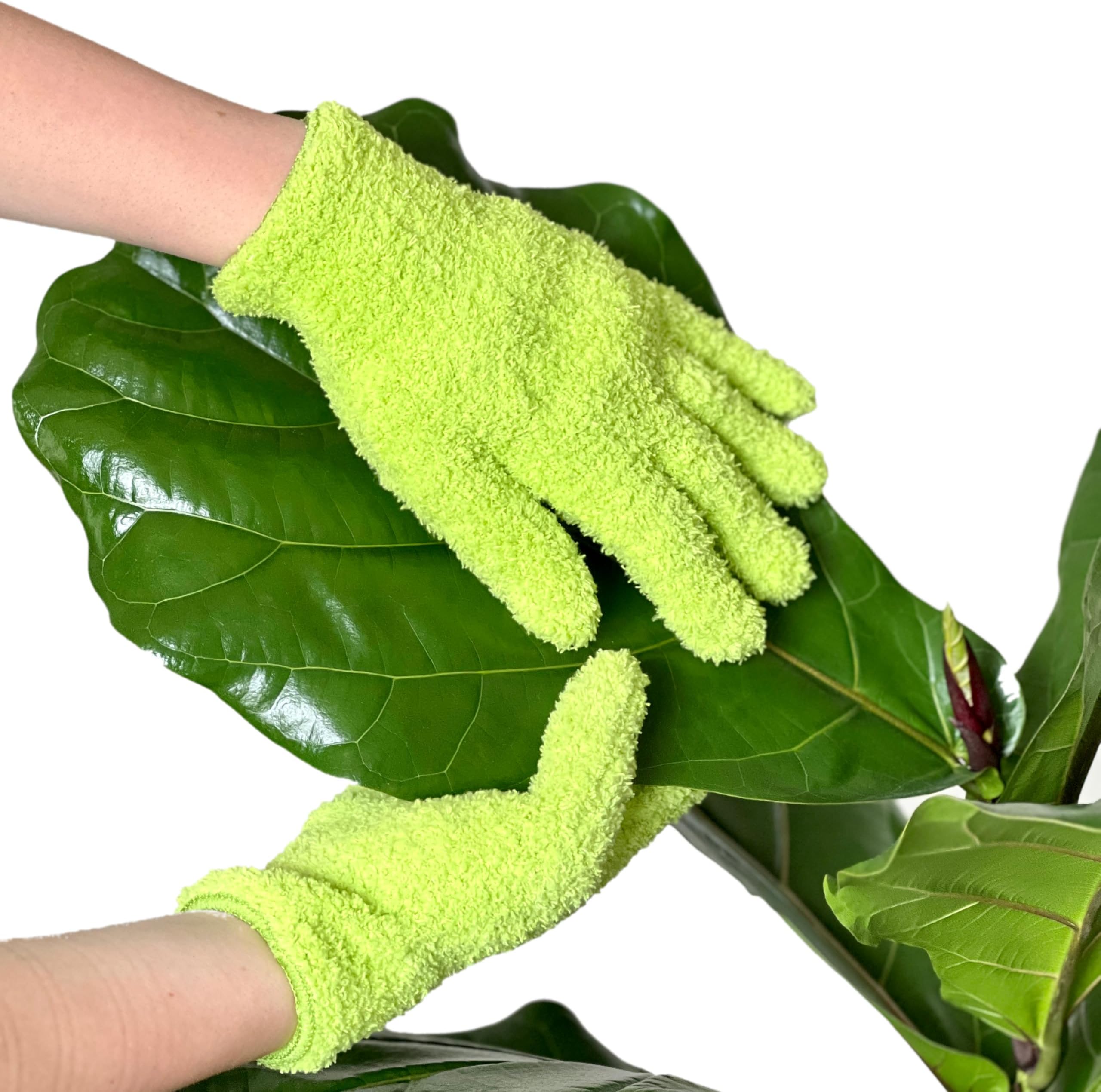 BLESS YOUR SOIL Microfiber Dusting Gloves for Plants : Premium, Gentle, Traps Dust, Washable, Lint Free : Use with Big Leaf Energy ready-to-use spray for houseplants