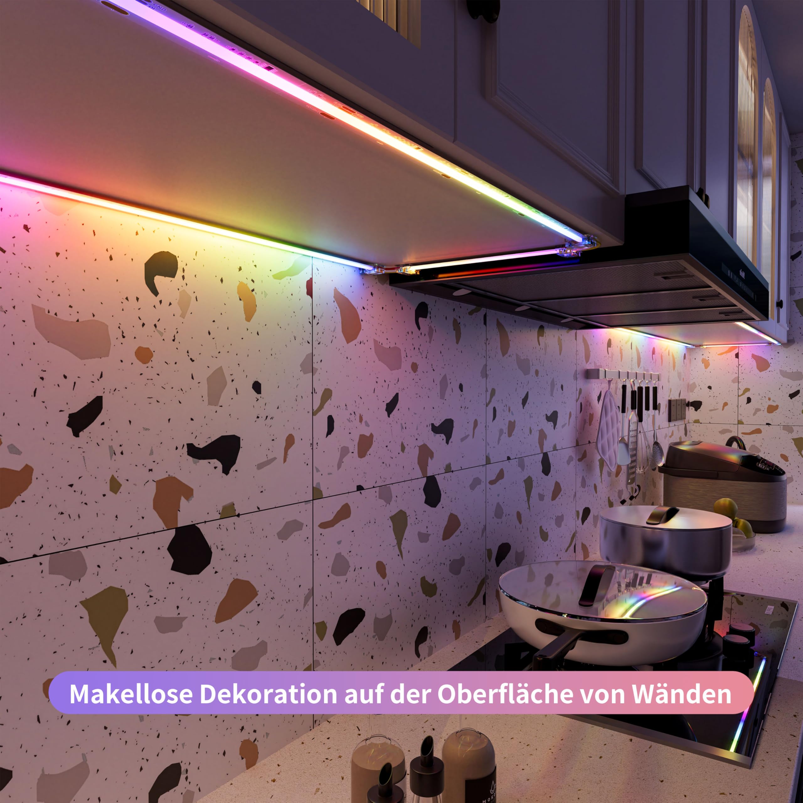 PAUTIX WIFI RGB Smart IC COB LED Streifen Kit 5M,24V Pixel Adressierbare Regenbogen Farbwechselnde LED Band Smart Funktion mit Alexa und Netzteil für DIY Beleuchtung Projekte