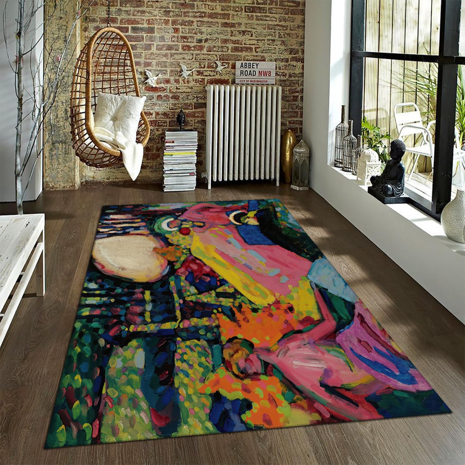 Tapis Wassily Kandinsky grand tapis de sol lavable pour décor de ferme