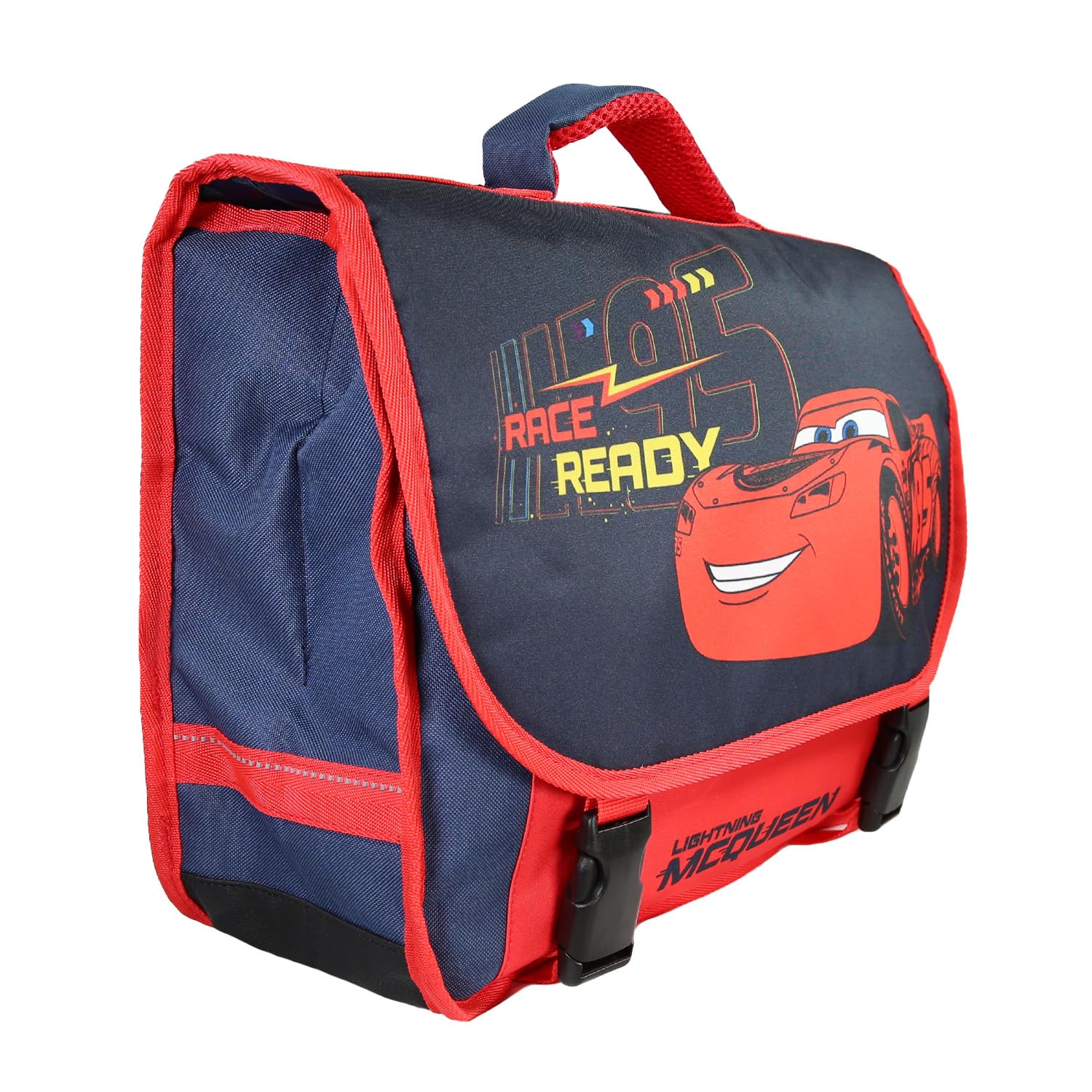 Bagtrotter - Cars - Cartable 38cm - Rouge et Bleu Marine - 2 Compartiments - 1 Poche Sous Rabat - Bretelles Matelassés - Fond Renforcé - Dos Matelassé - 38x13x34cm - Matière Polyester - Cartable