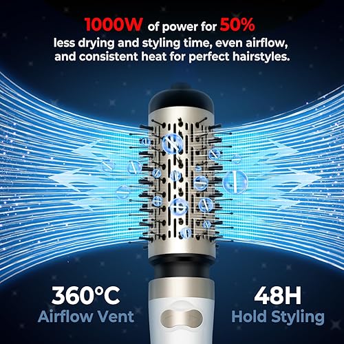 Miniatura 7 de Cepillo secador de pelo, cepillo giratorio giratorio de aire caliente 3 en 1