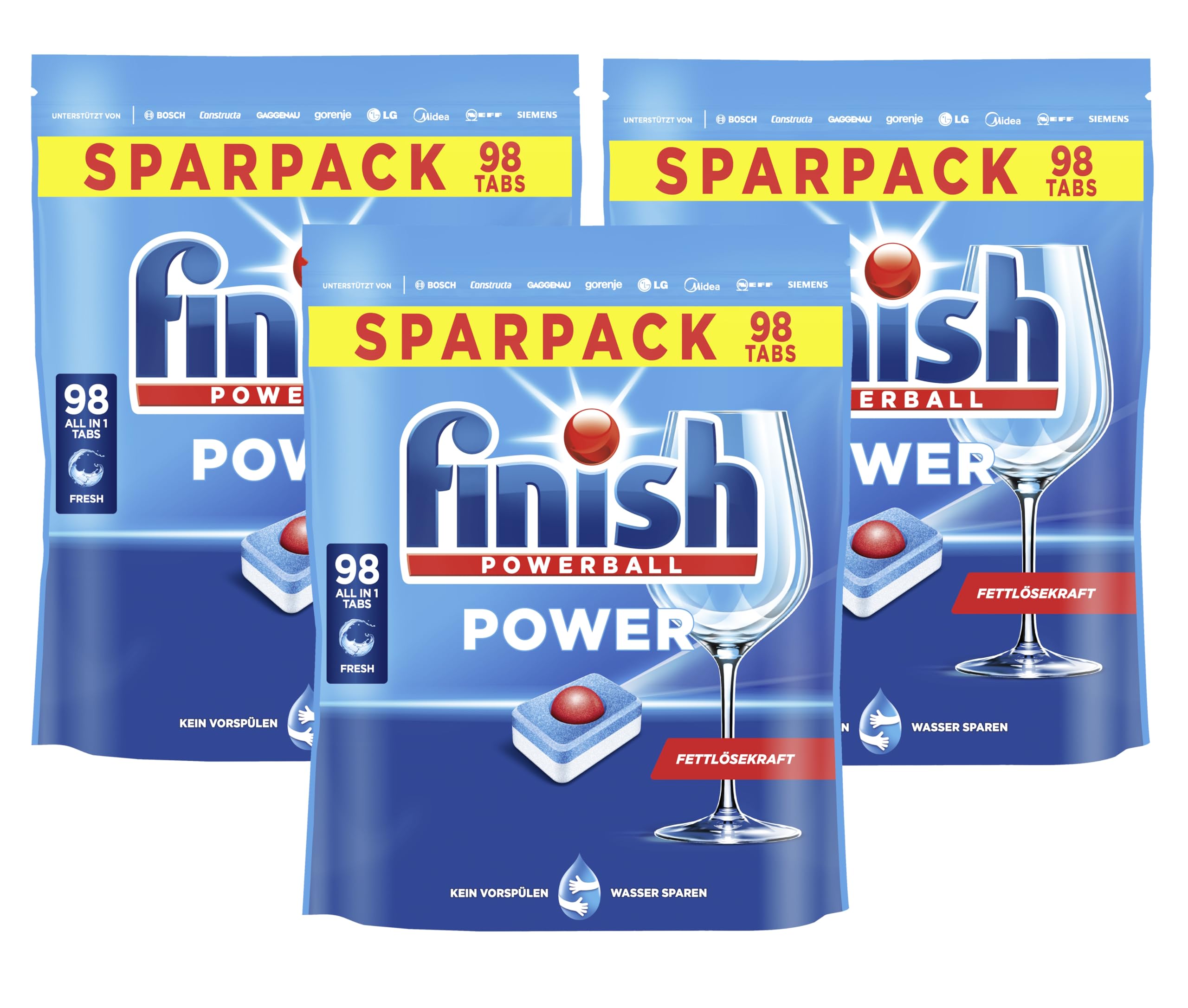 Finish Power Fresh Spülmaschinentabs, Sparpack, 294 Finish Tabs (3 x 98 Tabs)