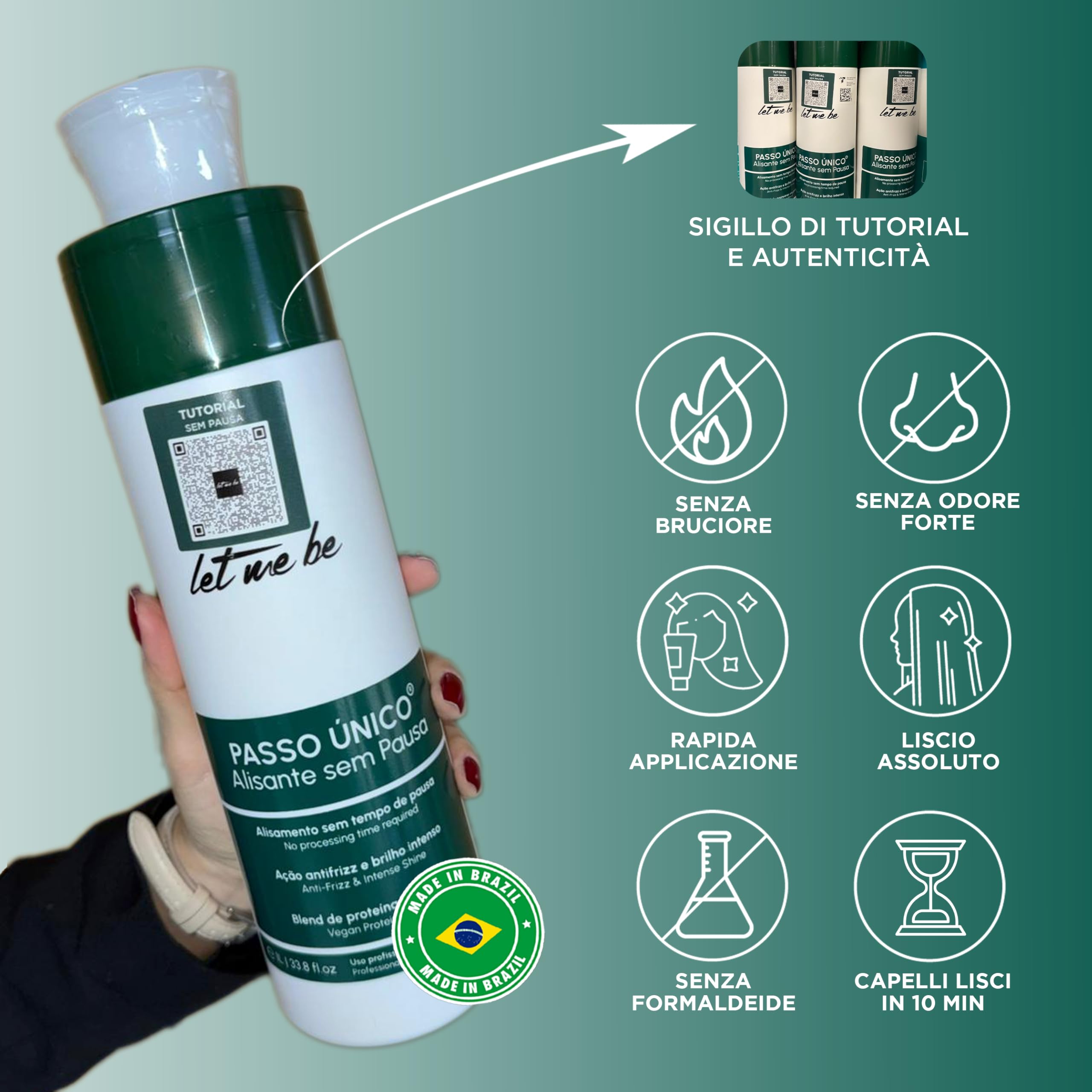 Let Me Be - NUOVA Keratina Lisciante Per Capelli Senza Tempo Di Posa! Prima Stiratura Brasiliana Vegana Istantanea Senza Formaldeide, con Amminoacidi e Proteine Vegetali, Anti Crespo - 1L