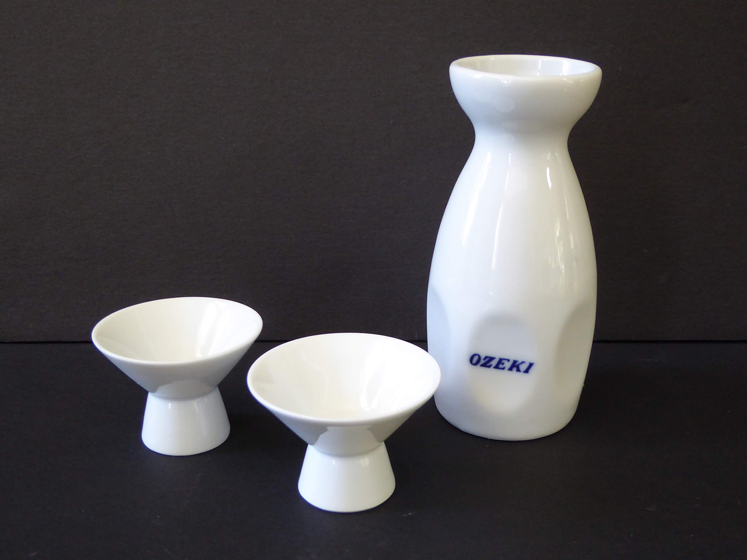 3 Pieces Japanese Sake Set Kanji OZEKI Porcelain/Made in Japan