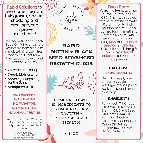 Miniatura 5 de Paquete de crecimiento rápido del cabello | Spray natural y aceite con biotina, aceite de semilla negra, MSM, Chebe para estimular el crecimiento,