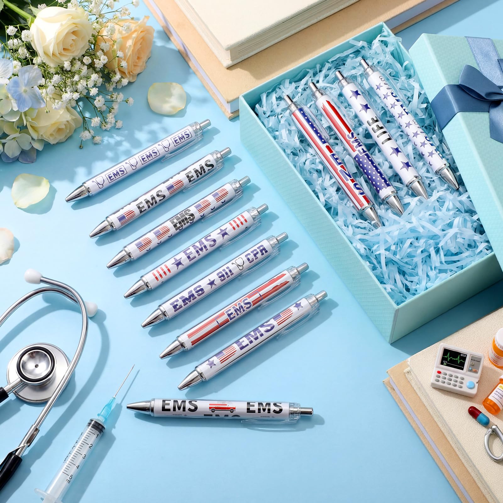 Motipuns 12 Pcs Emergency Medical Services Week Appreciation Gift EMS Gifts Pen for Women Paramedics Ballpoint Pens EMT First Responders Party Favor for Doctor EMS Nurse Graduation Office Accessories