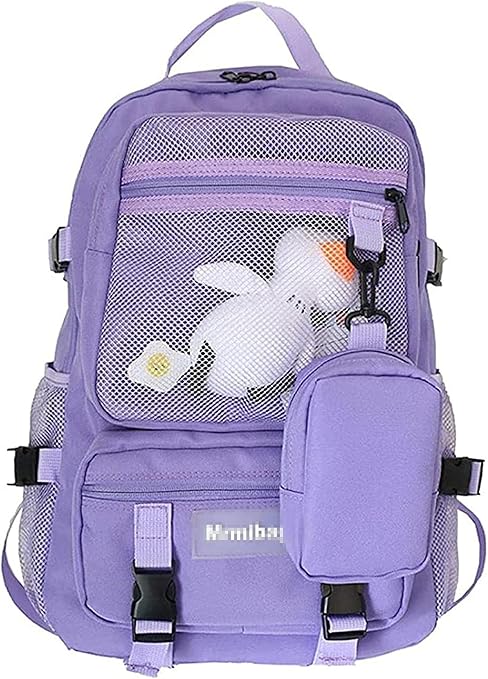 Amazon Co Jp 韓国 通学リュック ぬいぐるみ付 女子 大容量 防水 レディース リュックサック 中学生 バックパック 軽量 高校生 学生 多機能 ナイロン 撥水 おしゃれ 大きめ B シューズ バッグ