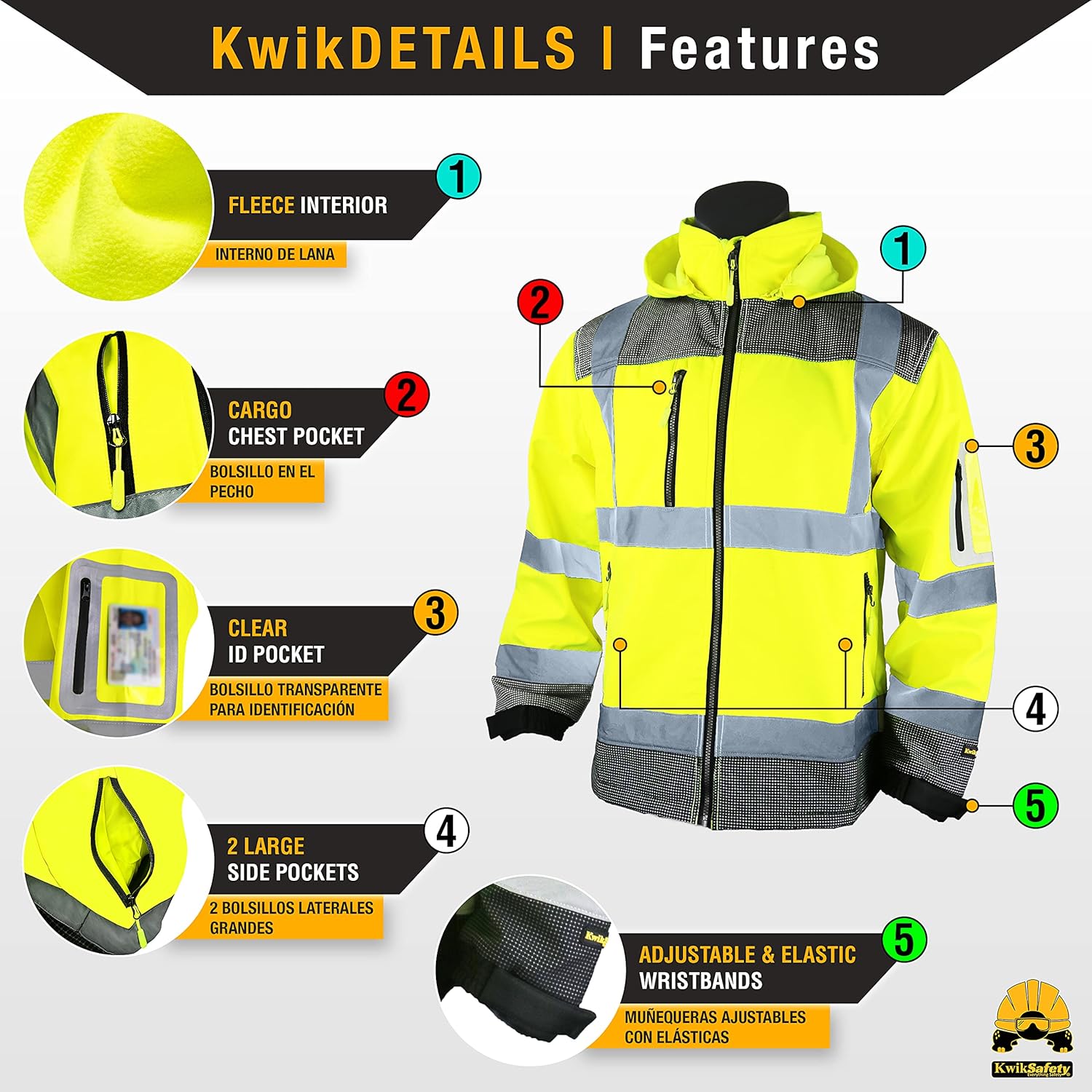 KwikSafety (Charlotte, NC) GALAXY SoftShell Safety Jacket (LIMITED EDITION Pattern) Class 3 Hi Visibility Water Resistant ANSI OSHA Reflective Hoodie Winter Construction Gear Men | Yellow Medium - - 