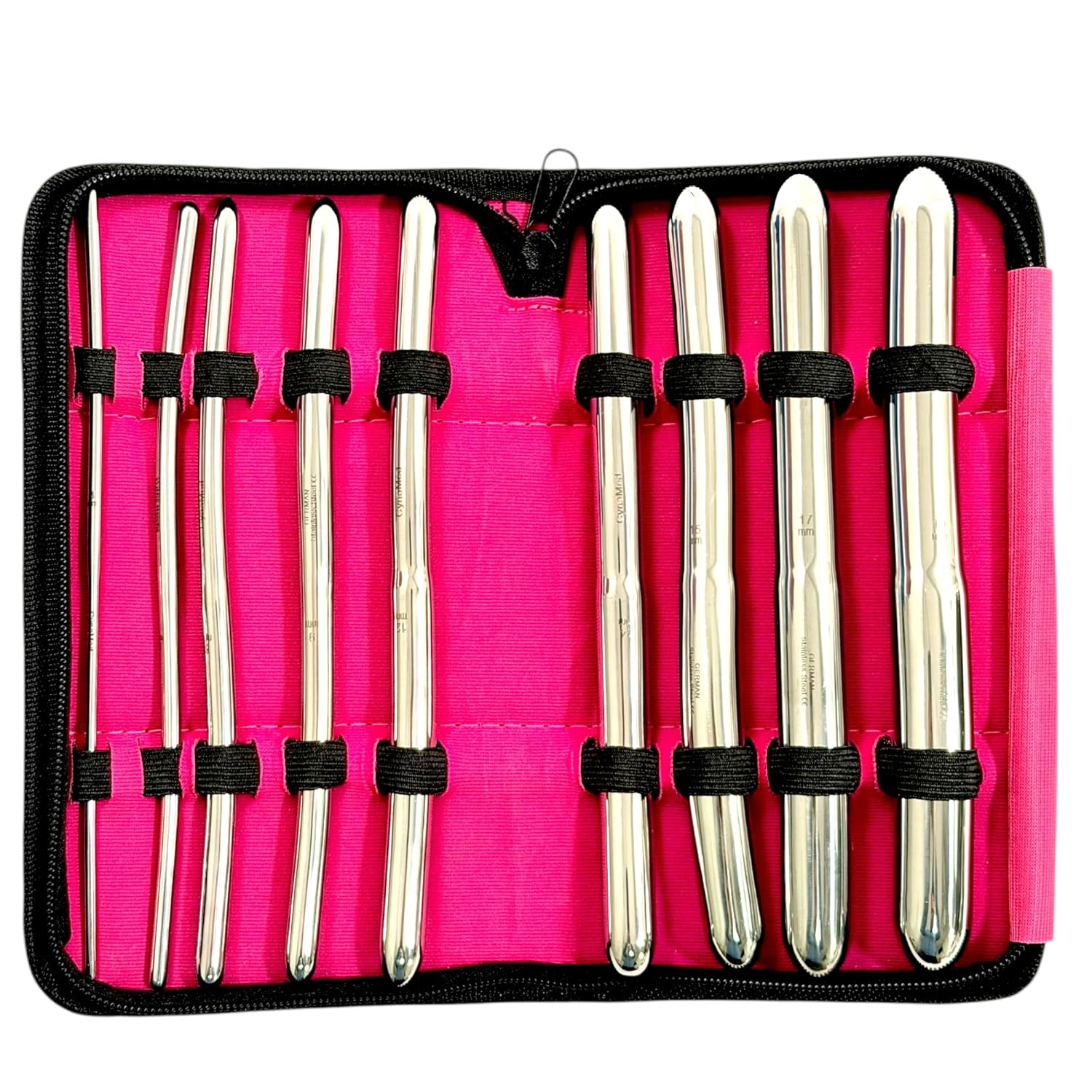 Premium German Hegar Dilator Sounds Set 9 Pcs Ultra Smooth Finish Double Ended, Stainless Steel,Temperature Control,Autoclavable,Compact Storage Case.