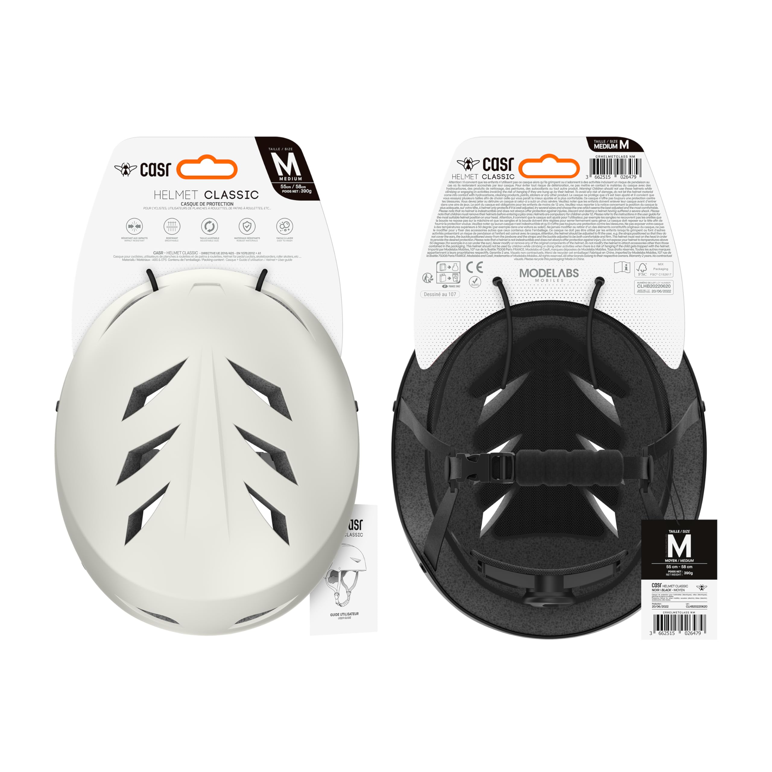 CASR Classic - Casque Bol Certifié EPI pour Skate, Vélo & Trottinette Electrique - Clip de Serrage Ajustable, Sangles en Nylon - Léger & Confortable pour Homme & Femme - Gris - Taille M