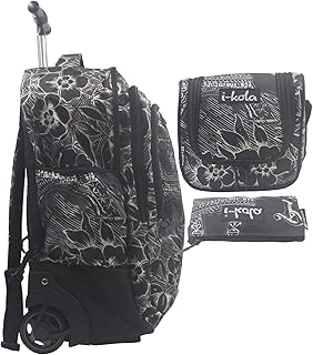 Children Trolley School Bags,kids Trolley Backpack, 18 inch Travel Luggage Backpack with Wheels,Rolling Backpack, Black, Set of 3