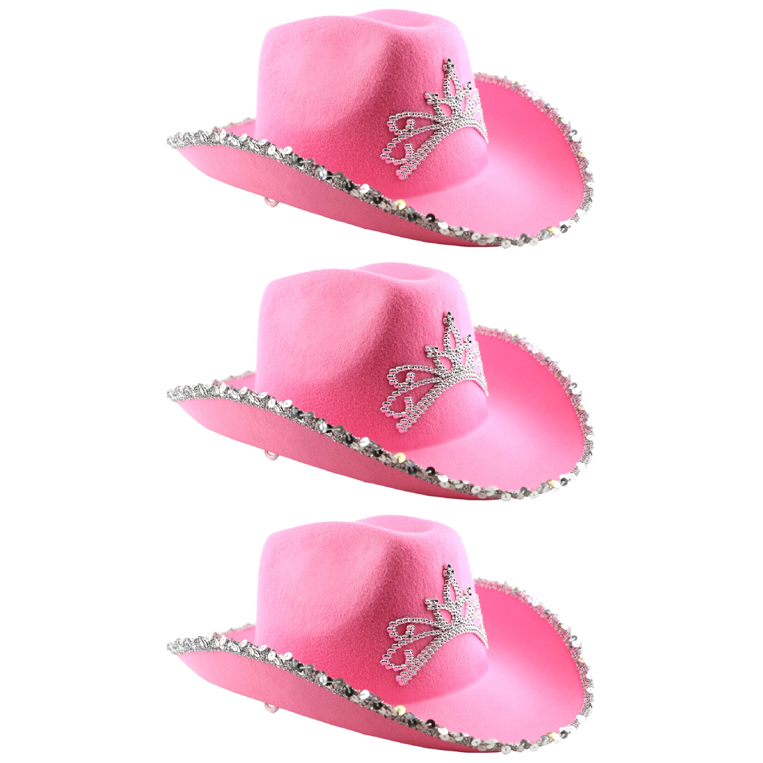 Sombrero de vaca rosa para mujer con tiara vestido elegante de gallina de noche rosa