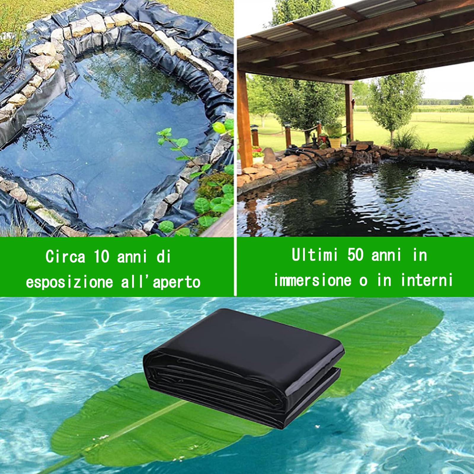 Telo per Laghetto in HDPE, 9x9m Rivestimento per Laghetto Flessibile Resistente,Grande Gardens Pools Membrane, Fodera Laghetto prova di strappo per Piscina Giardino, Laghetti, Fontane