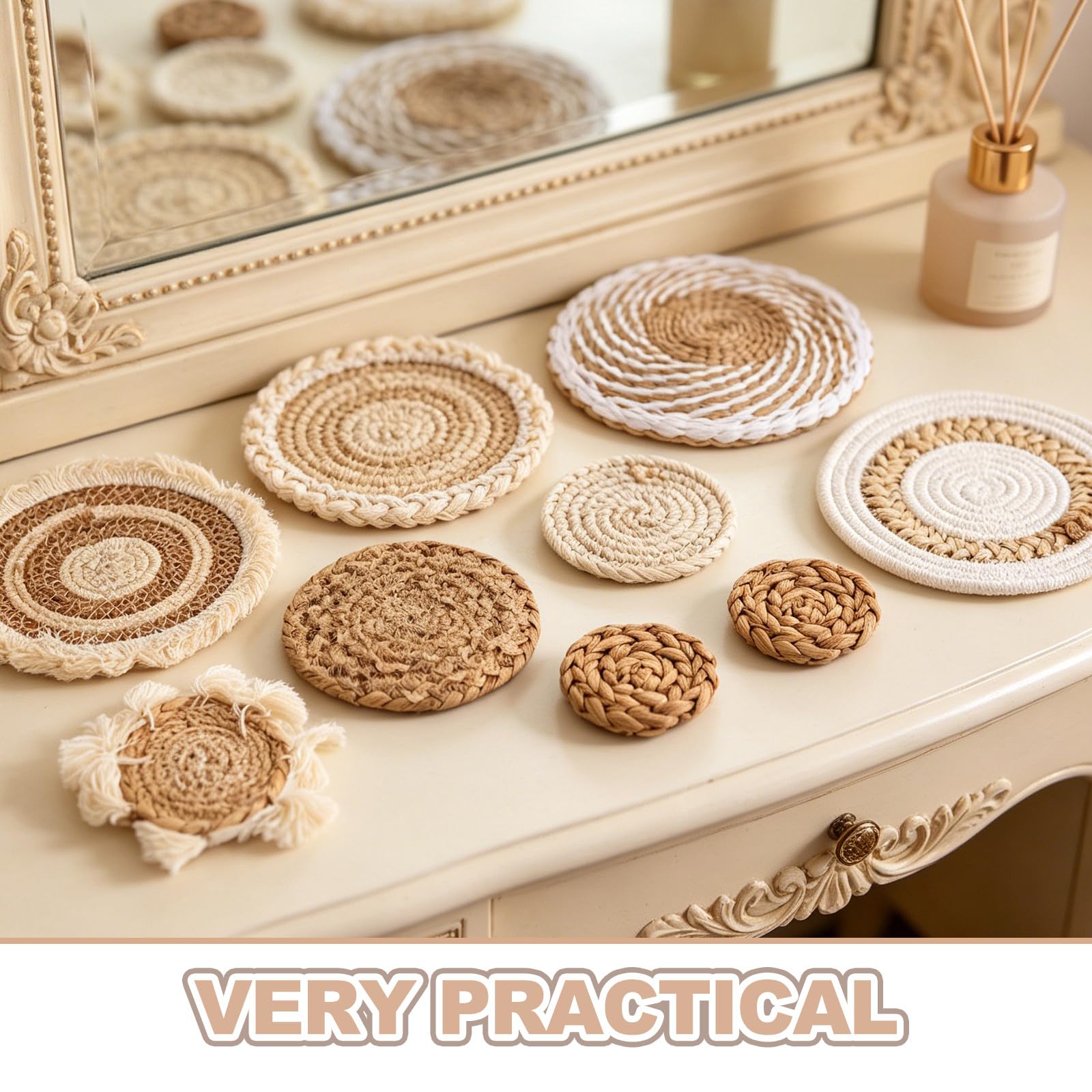 ABOOFAN 7 Unidades Decoración de Pared de Ratán Estilo Boho y Rustico Fácil de Colgar para Salón y Estilo Granja