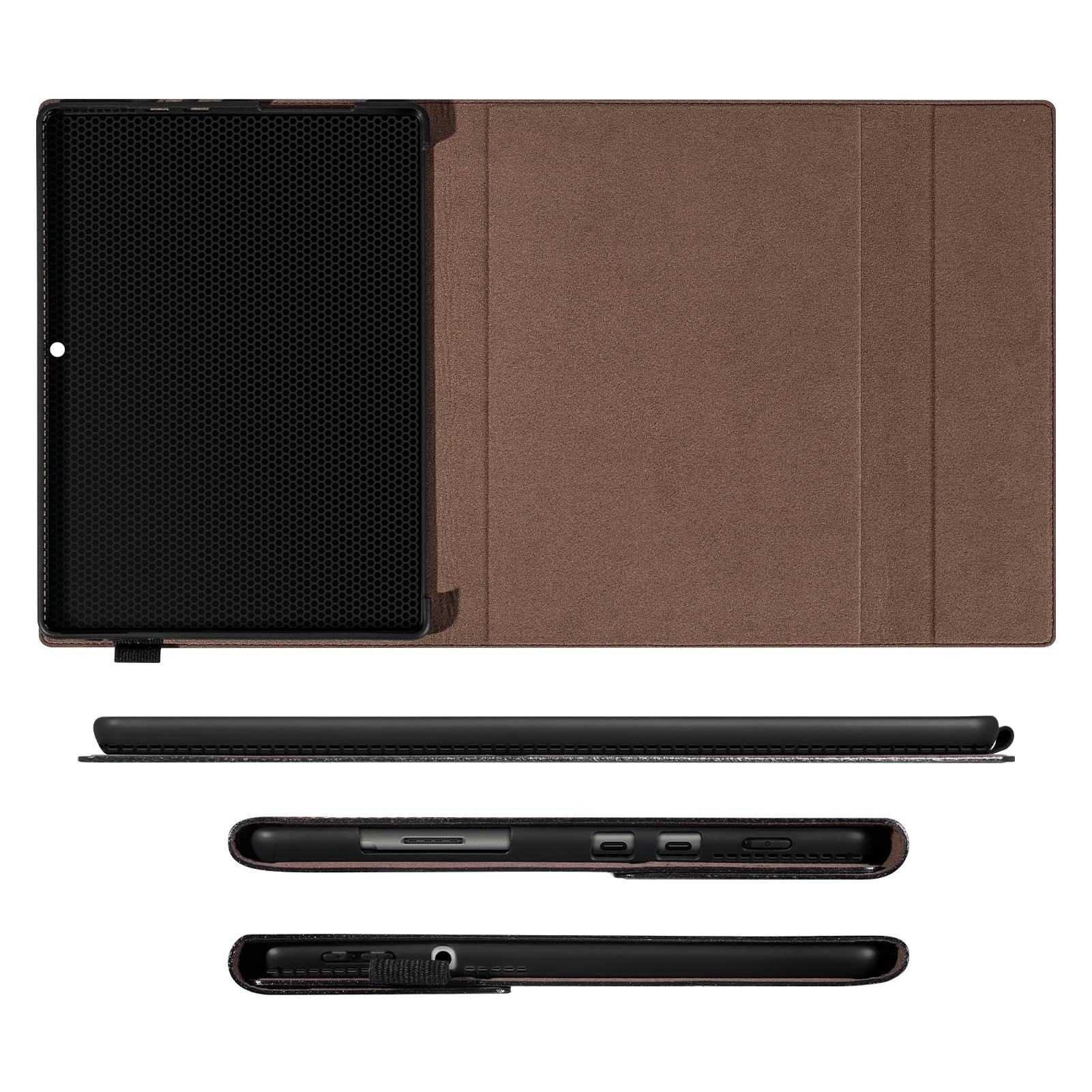 Surface Pro 11/10/9 Tablet Protective Case, Shockproof Folio Flip Rugged Cover With Pen Holder (Black - View #9