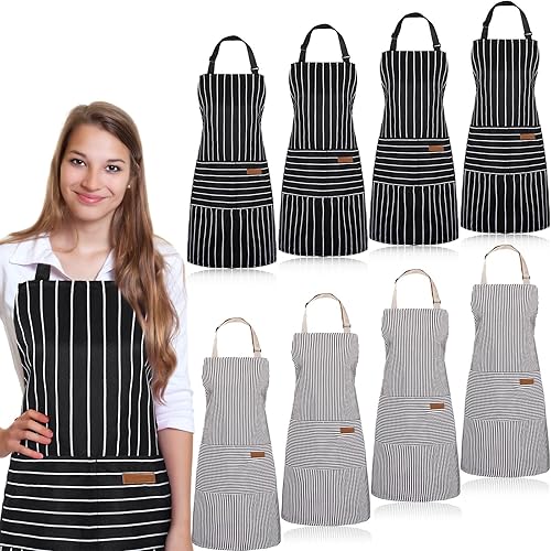 JaGely 8 delantales de cocina de cocina, delantales ajustables con pechera, delantal de cocina con bolsillos para mujeres y hombres, chef, cocina,