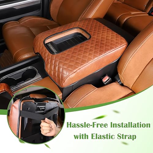 Miniatura 5 de LLKUANG Funda para reposabrazos de consola central de automóvil para Toyota Tundra 2007-2021, impermeable, de cuero, para reposabrazos de asiento