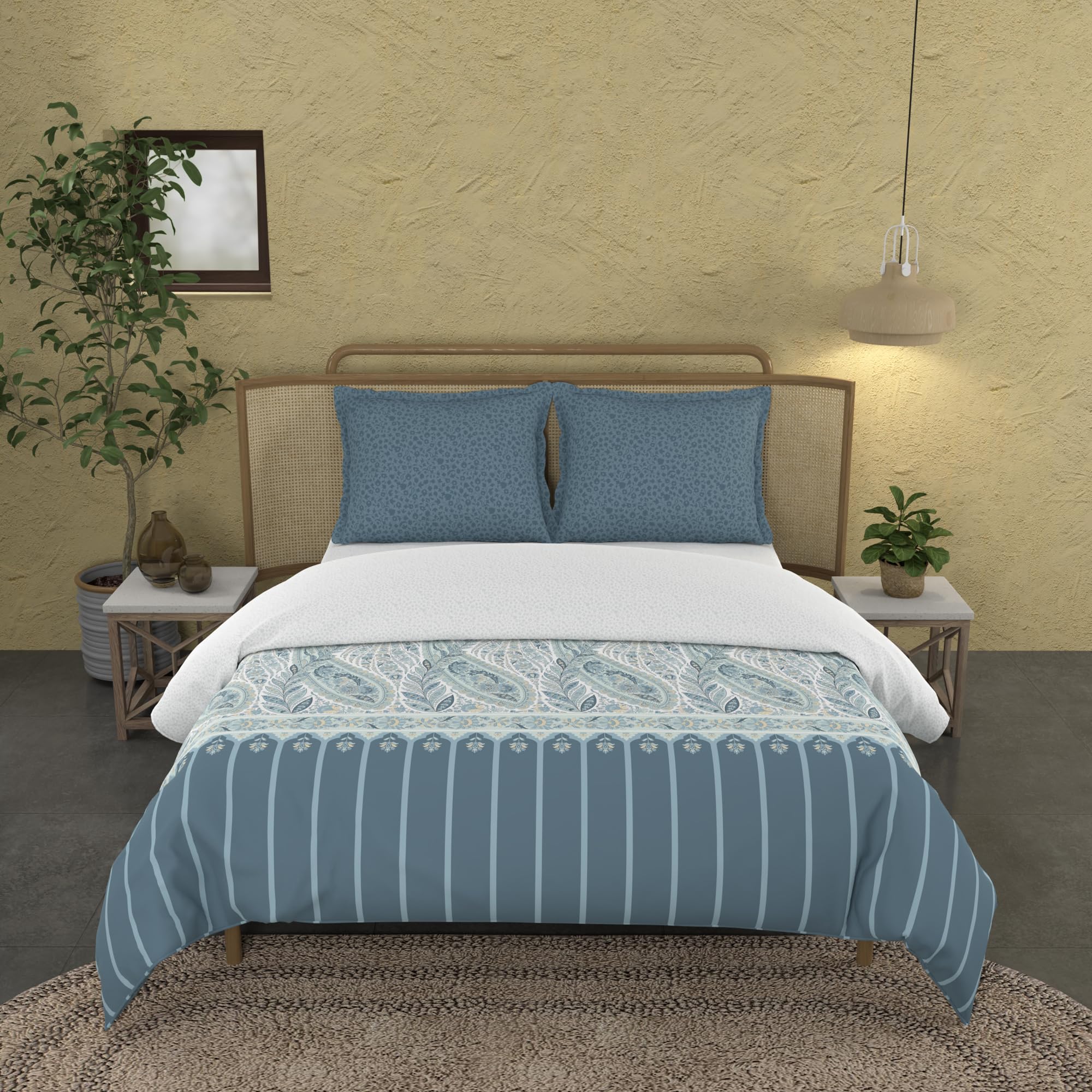 Trident Bedsheet King Size Bed Cotton | Cotton Bedsheets for Double Bed | 1 Bedsheet and 2 Pillowcases | Indian Traditional Craft | King Size Bedsheet Cotton | Sanskriti Collection-Kanni Blue (B0CKRGPPYH) Amazon Price History, Amazon Price Tracker