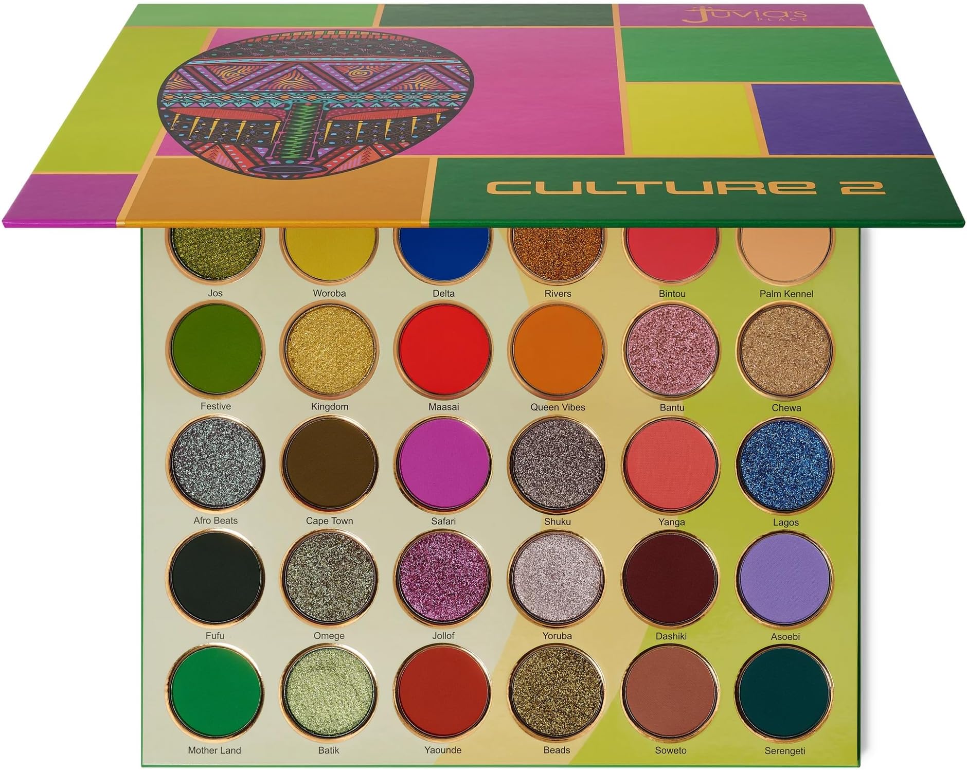 Juvia's Place Culture 2 - Eye Shadow Palette 30 Colors, Long Lasting High Pigment Rich Glitter Natural Smoky Tones Matte Brown Neutral & Shimmering Metallic Makeup Non Fading Beauty Rich Glam
