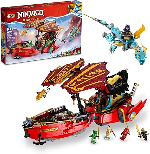 LEGO NINJAGO Destiny's Bounty - Carrera contra el tiempo 71797 juguete de construcción cuenta con un dirigible ninja, 2 dragones y 6 minifiguras,