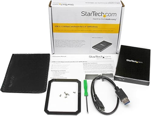 Miniatura 5 de StarTech.com Caja de disco duro externo USB 3.1 (10 Gbps) Gen 2 para unidades SATA de 2.5 pulgadas, caja de disco duro portátil, TAA (S251BMU313)