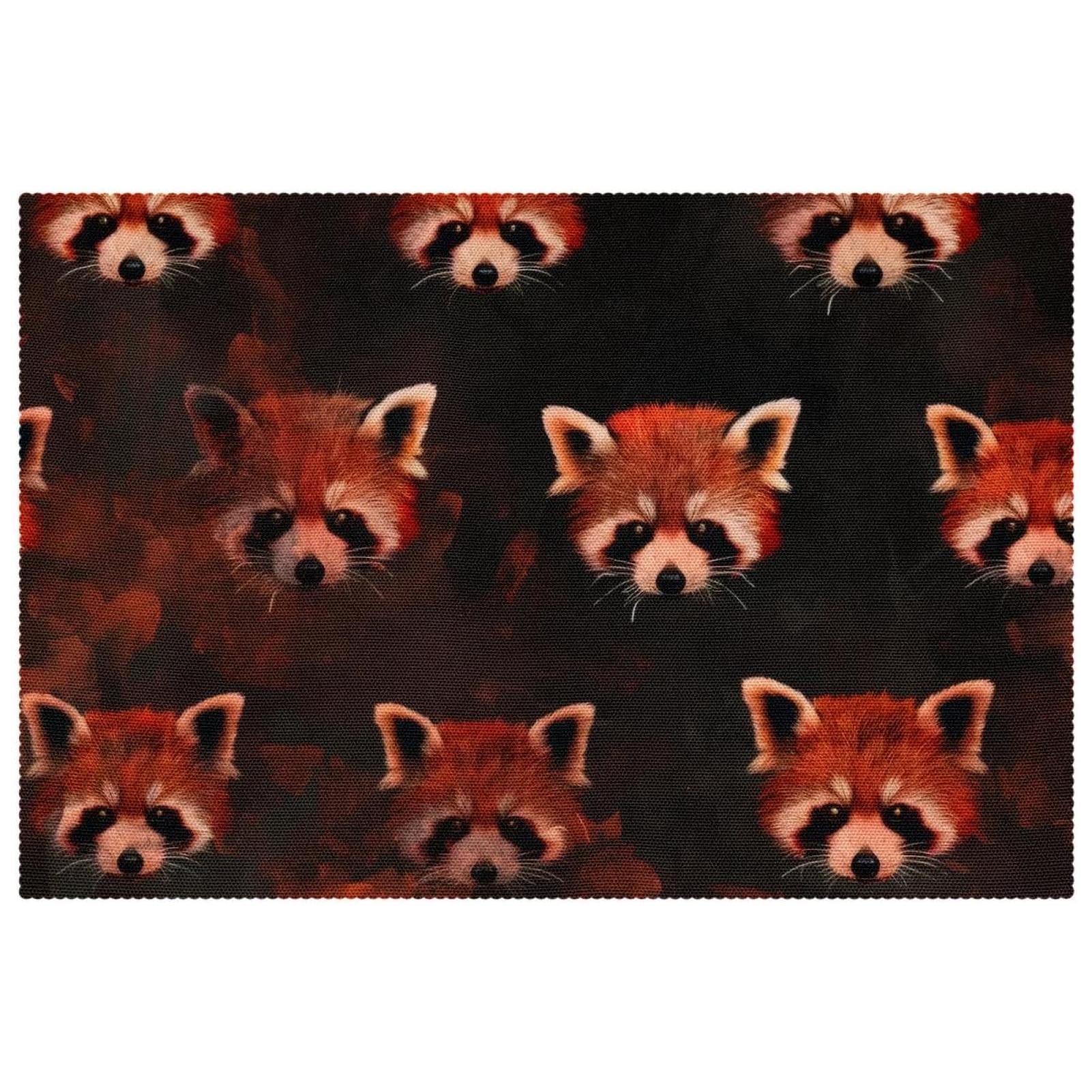 Sets de table panda rouge lavables pour repas de famille et décoration de cuisine
