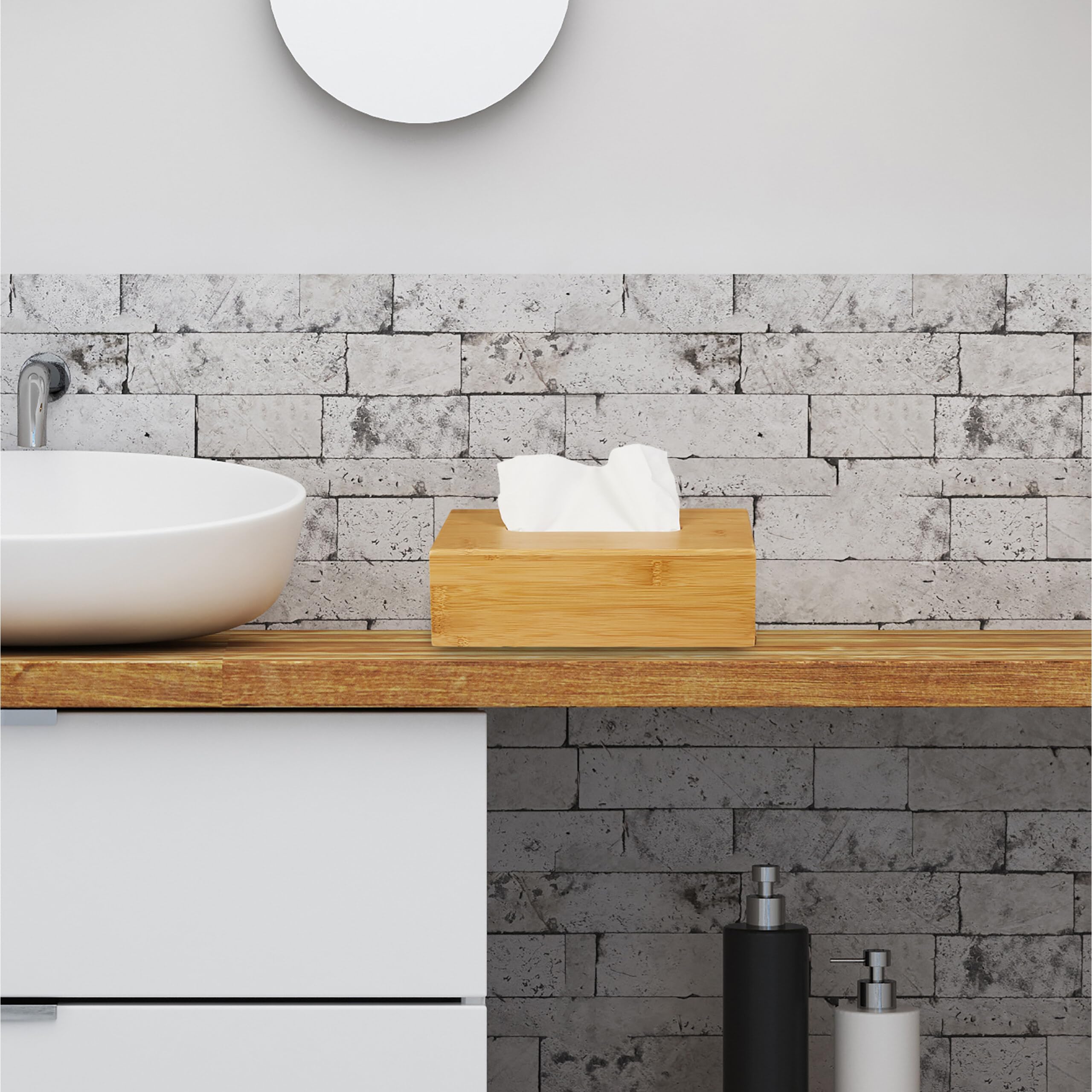 Relaxdays Bambusowe pudełko na chusteczki kosmetyczne, wys. x gł.: 8,5 x 27,5 x 15,5 cm, dozownik chusteczek higienicznych i kosmetycznych, naturalny