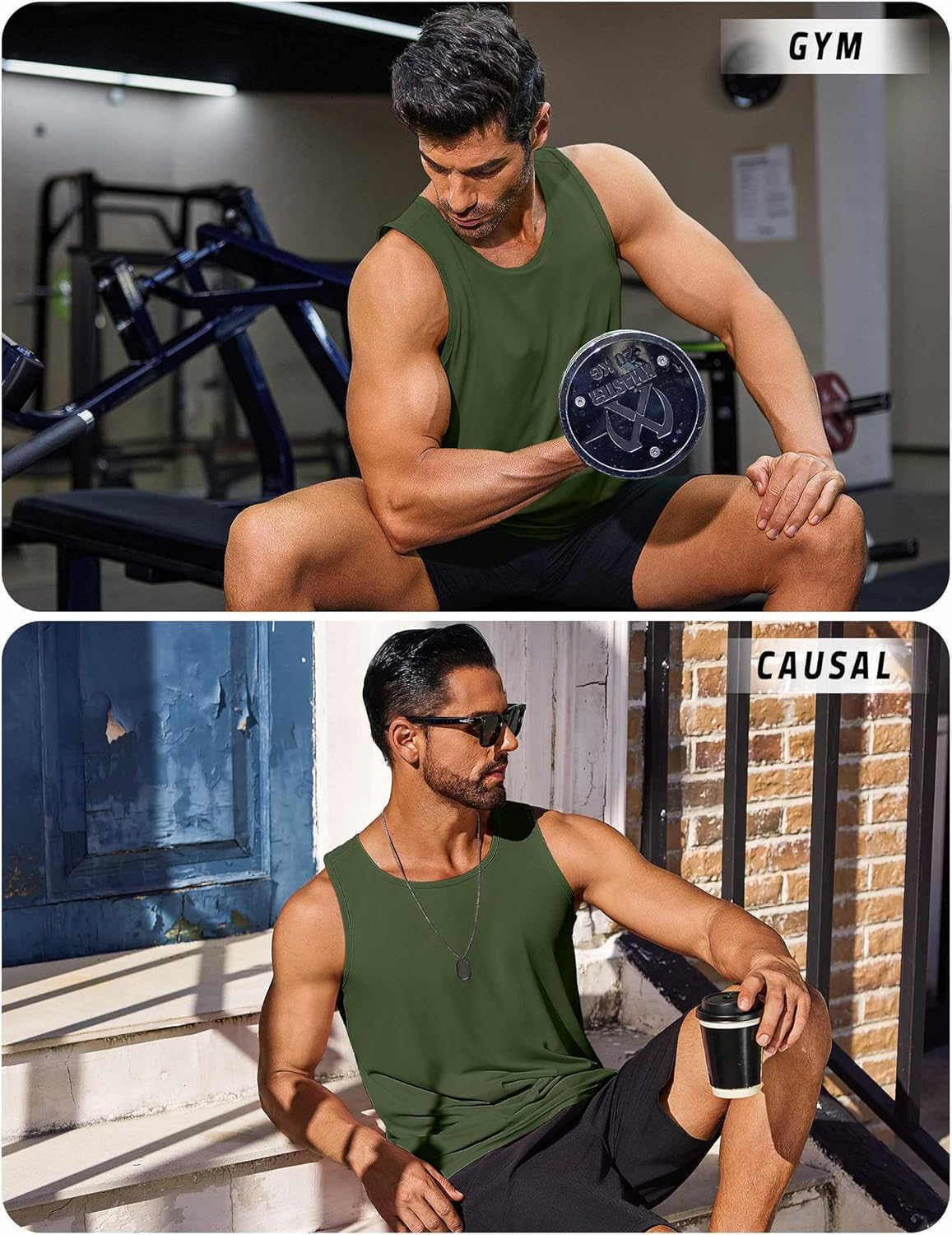 PINSPARK Men's Tank Tops UPF 50+ Quick Dry Sleeveless Athletic Shirts Gym Workout Running Beach Swim Muscle Tee Summer - Image 6