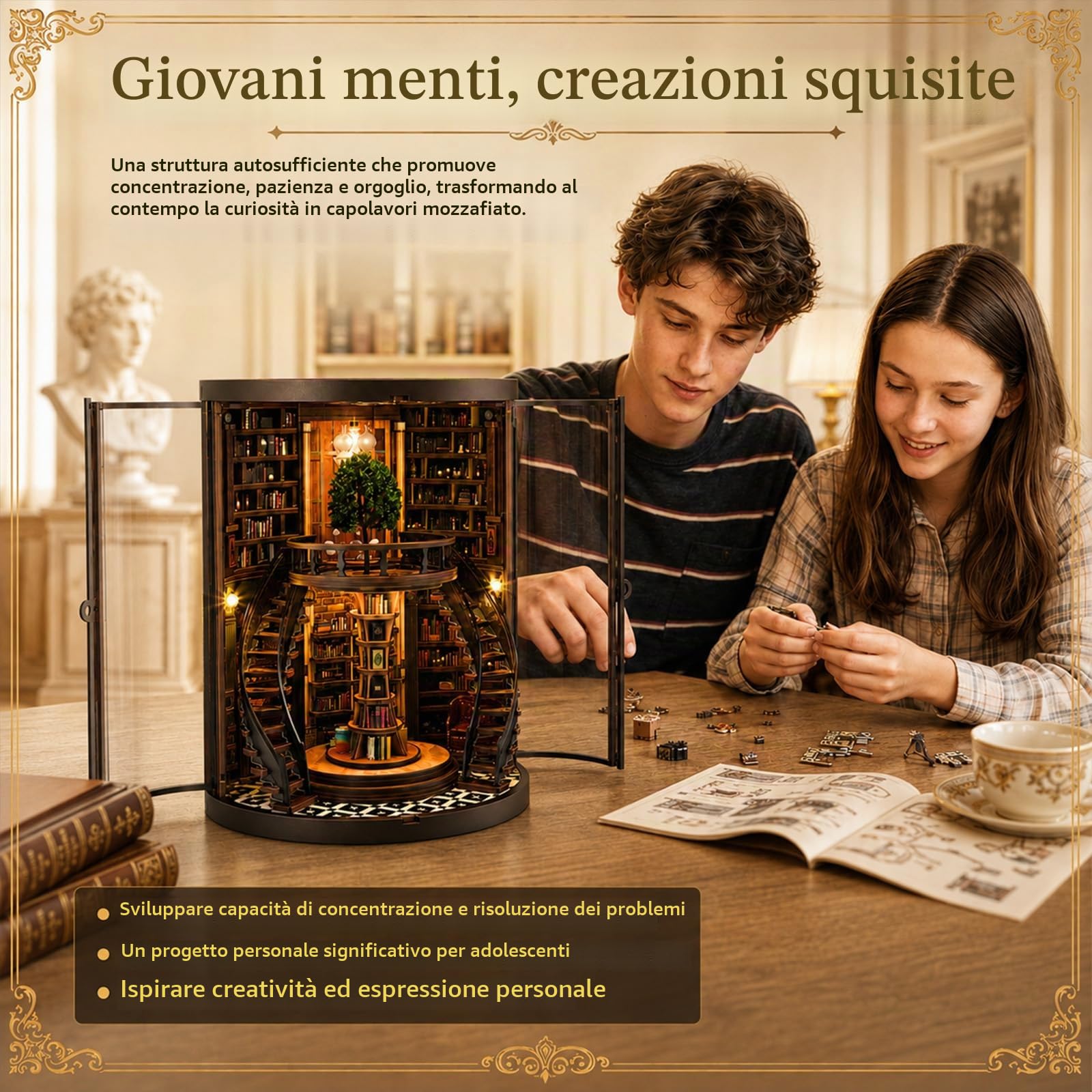 Kit per Angolo del Libro, 3D Fai da Te Miniatura Casa delle Bambole Booknook con Luce LED e Custodia Antipolvere, Supporto per Scaffale dei Libri, Regalo Creativo per Adolescenti e Adulti