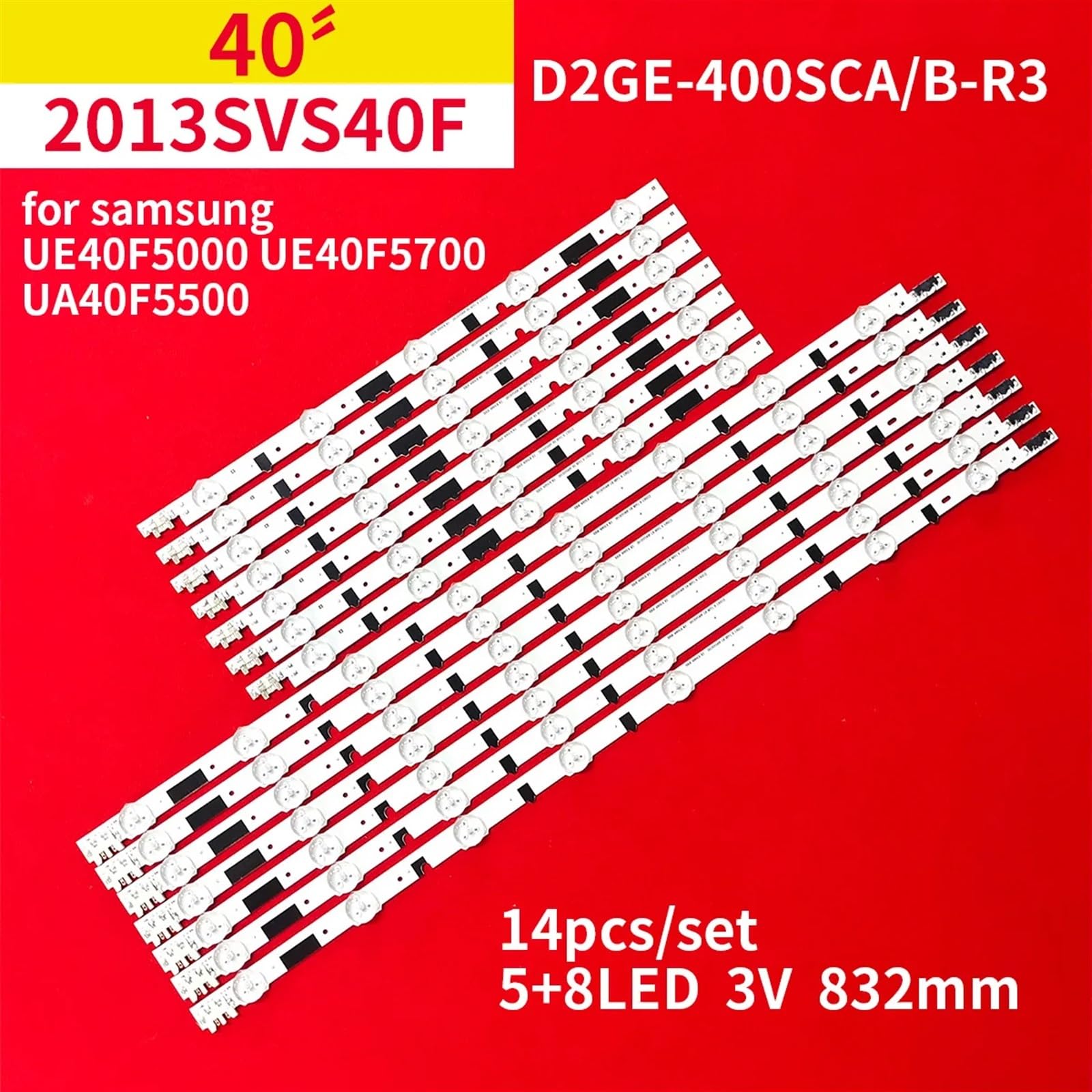 14 sztuk listwa oświetleniowa LED 5 + 8 lamp kompatybilny for SamSung 40 "TV UE40F5000 UE40F5700 UA40F5500 2013SVS40F D2GE-400SCA B-R3 BN96-25520A 25521