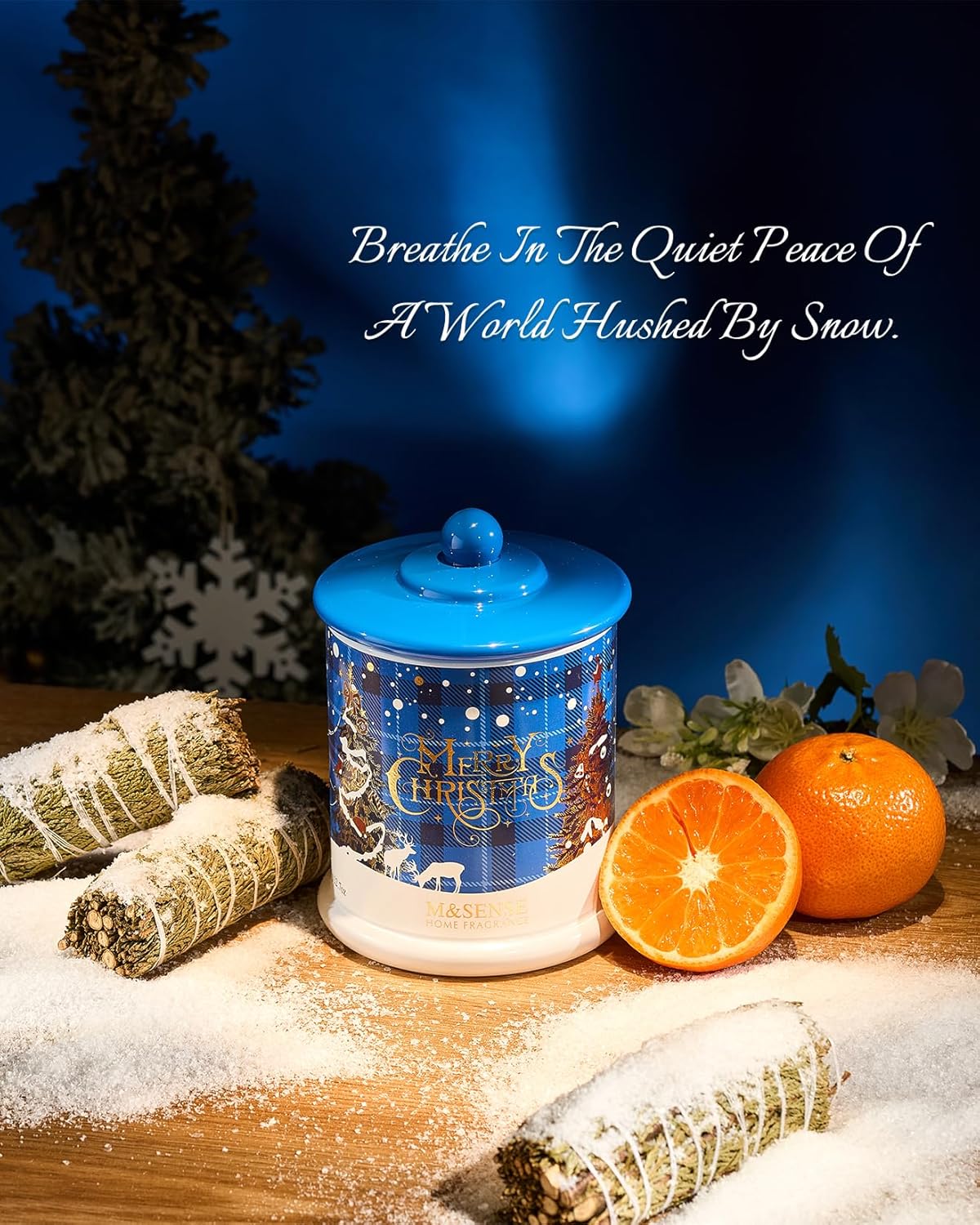 M&SENSE Christmas Candles Winter Snowflake Scented, Soy Wax 12.7oz 75 Hours Non Toxic Clean Burn, Double Wick Holiday Relaxing Aromatherapy Candle for Home, Luxury Candle Gifts for Women - Image 4