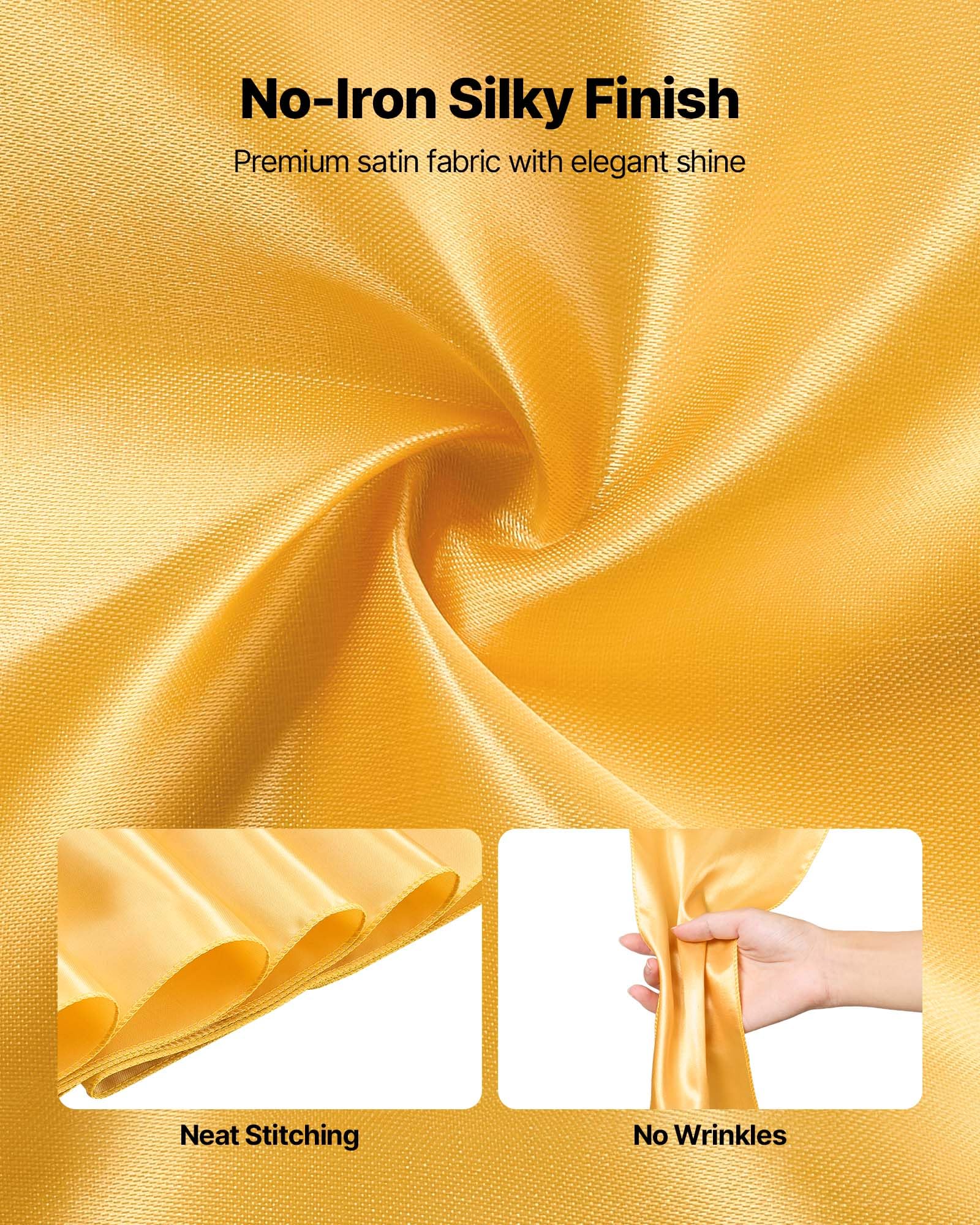 VEVOR Nœud de Chaise en Satin Luxueux Doré Lot de 100 Pièces, 17 x 275 cm, Bandeau de Chaise pour Mariage, Cérémonie, Fête