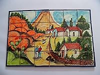 Vista 1 de 25" CERAMIC TILE MURAL mexican talavera mosaic hand painted clay backsplash
