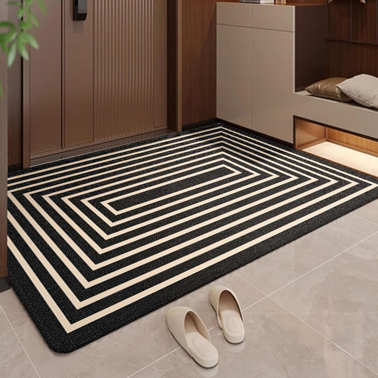 Indoor Doormat Entryway Rug, Non Slip Front Door Mat, Washable Rugs, Outdoor Carpet, Heavy-Duty Low-Profile Foot Mat for Corridor, Terrace, Kitchen, Balcony, Garden,B,50x80cm