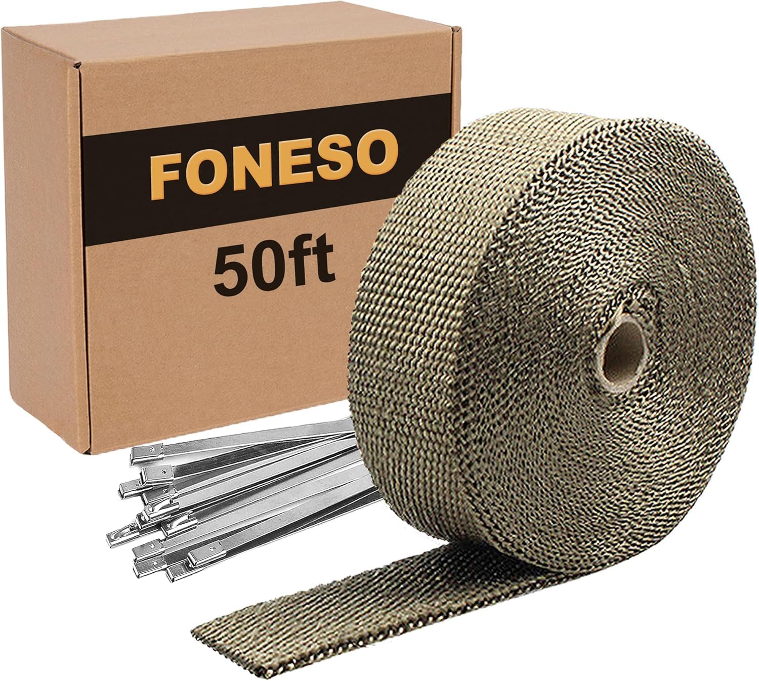 2 Rolls Of 2" X 50ft Fiberglass Exhaust Wrap Tape With 20 Steel Ties – Blue