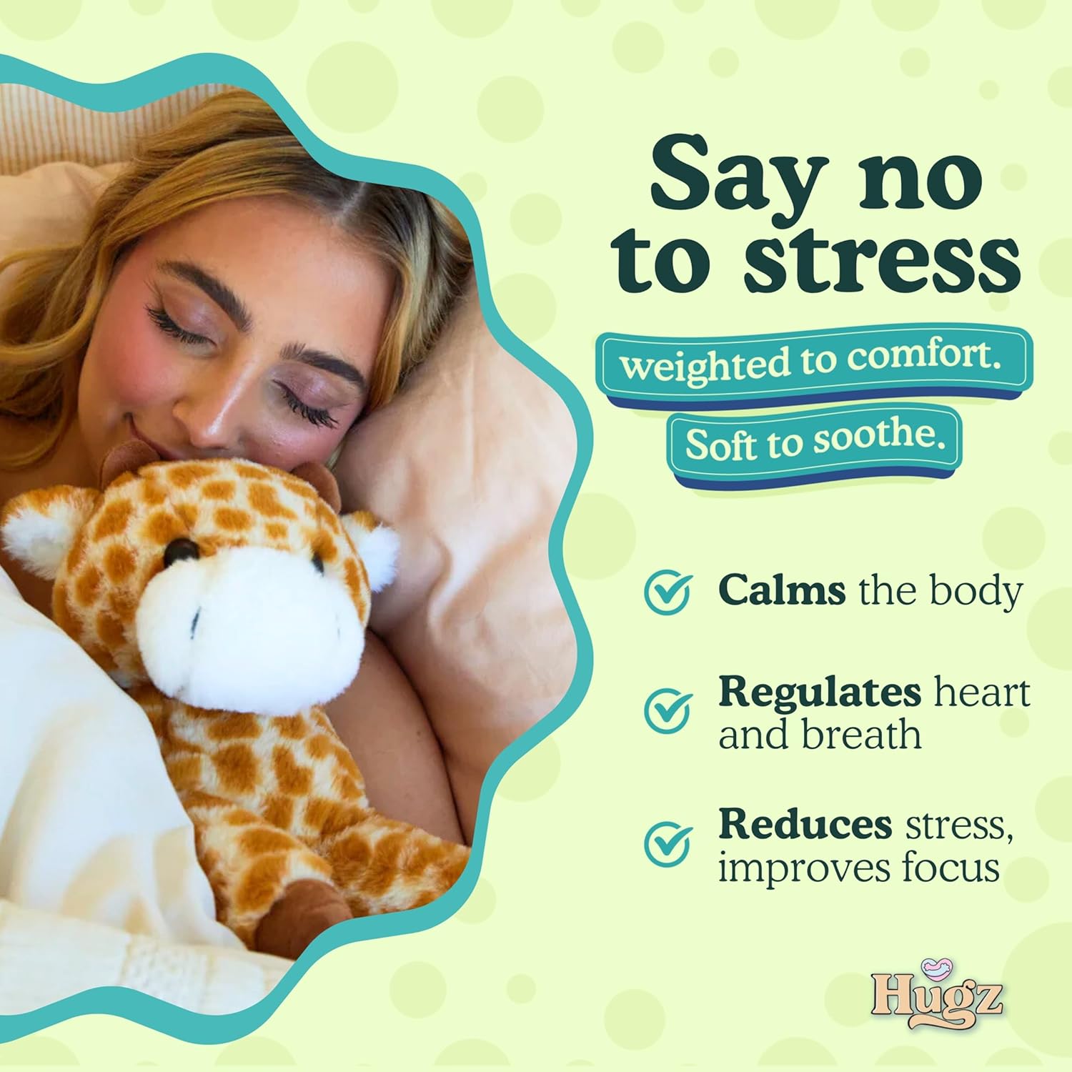 Hugz Official Moose The Giraffe - Premium Weighted Stuffed Animal Plushie 3.8 lb for Adults & Kids - Microwavable – Heatable & Coolable – Super Soft Fur – Gift Ready Tube Packaging