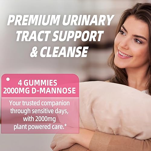 Miniatura 5 de Gomitas D-manosa de 2000 mg con arándano 500 mg e hibisco - Suplementos masticables de manosa D para mujeres - Suplemento de salud para limpiar el