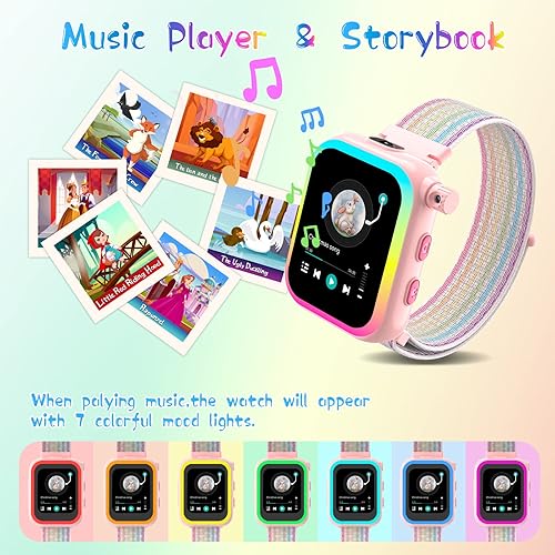 Miniatura 6 de Hewitto Smart Watch for Kids - Kids Smart Watches Girls with Rotatable Camera Audio Books Games Video Music Player Alarm Clock Pedometer, Kids Watch