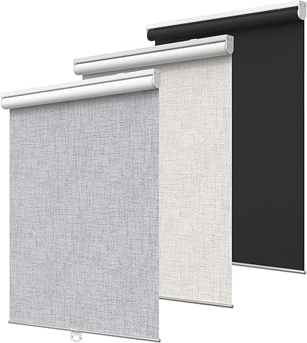 Genimo - Persianas enrollables 100% opacas sin cordones, con aislamiento térmico, tela con protección ultravioleta, para hogar, oficina, dormitorio,