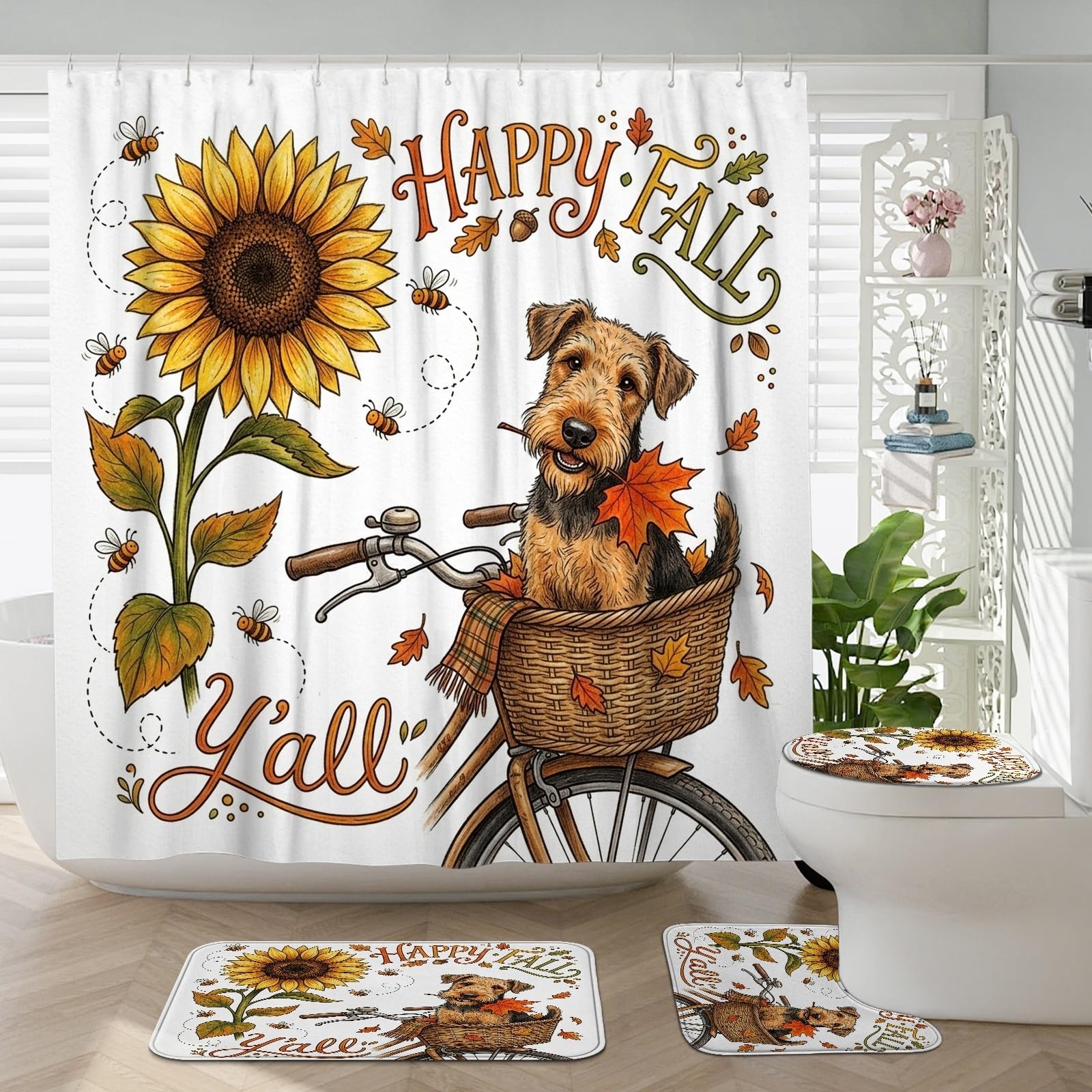 Tapis de WC en U 183 x 183 cm pour sols glissants et froids