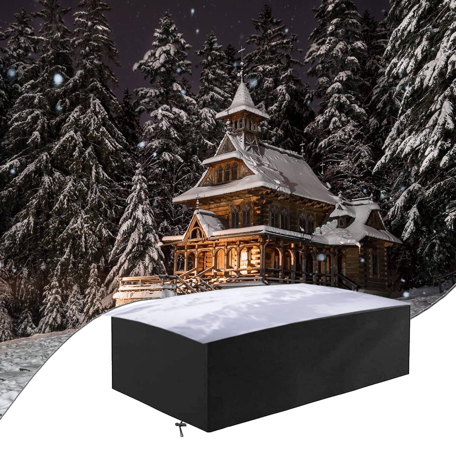 Fundas rectangulares para muebles de jardín, fundas impermeables para muebles de exterior a prueba de viento, fundas de tela Oxford 420D resistentes para mesa de patio al aire libre ( black 200x160x80cm)