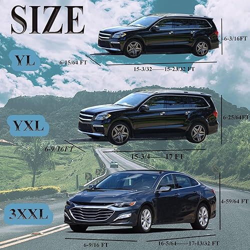 Miniatura 2 de Fundas completas para automóvil, resistentes al agua, para todo tipo de clima, 6 capas de tela Oxford gruesa de alta densidad con rayas